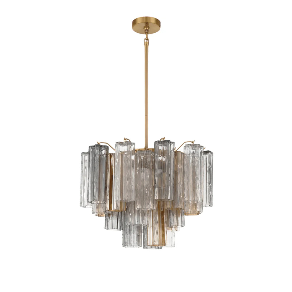 Lustra Chandelier en Tube de Verre Superposé Ambre