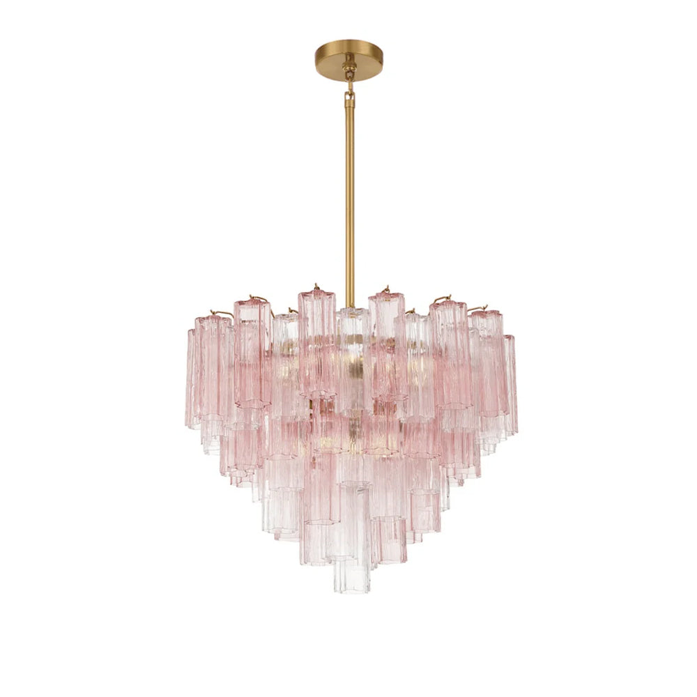 Lustra Chandelier en Tube de Verre Superposé Ambre