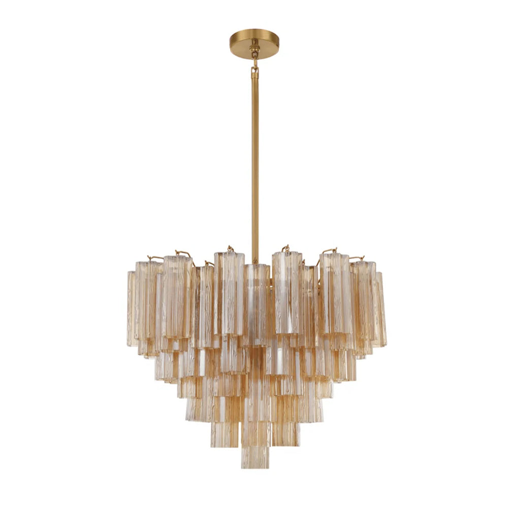 Lustra Chandelier en Tube de Verre Superposé Ambre
