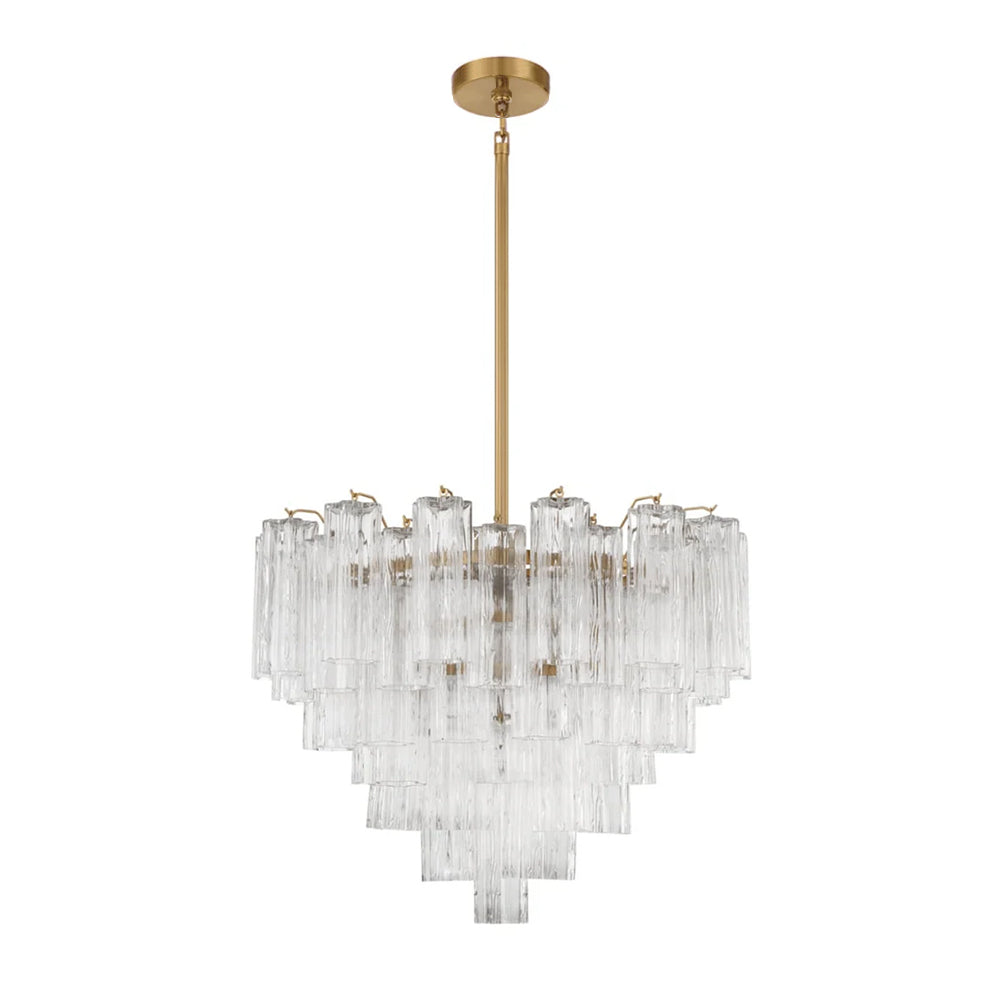 Lustra Chandelier en Tube de Verre Superposé Ambre