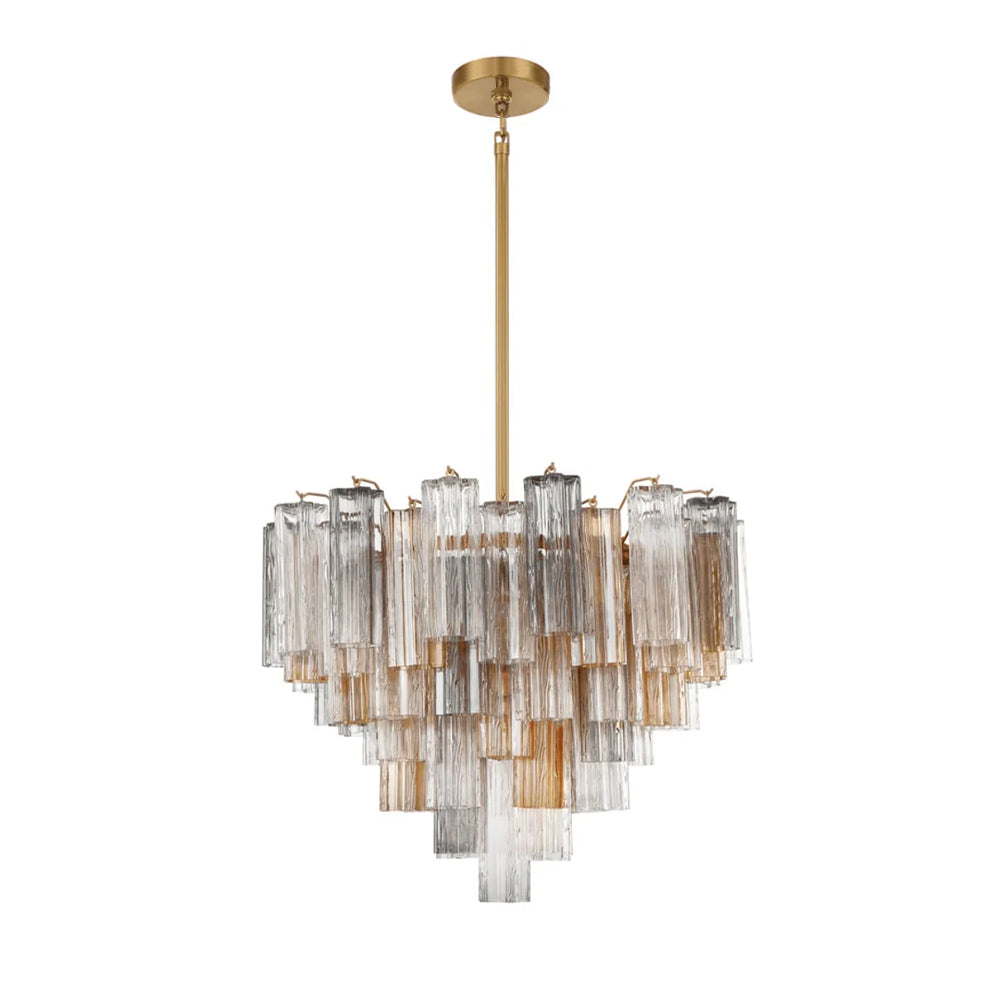 Lustra Chandelier en Tube de Verre Superposé Ambre