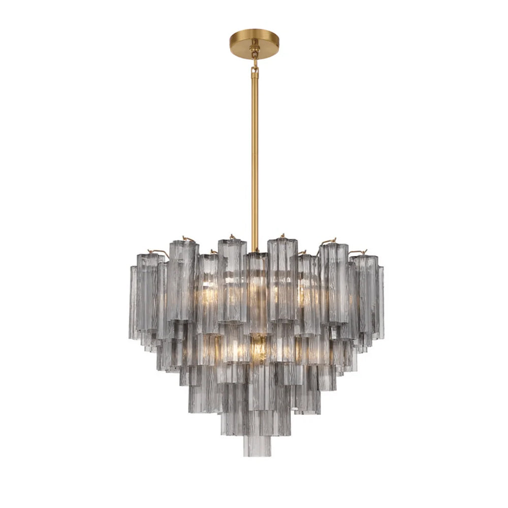 Lustra Chandelier en Tube de Verre Superposé Ambre