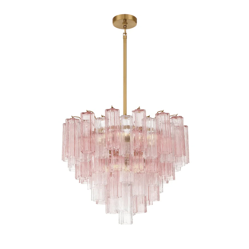 Lustra Chandelier en Tube de Verre Superposé Ambre