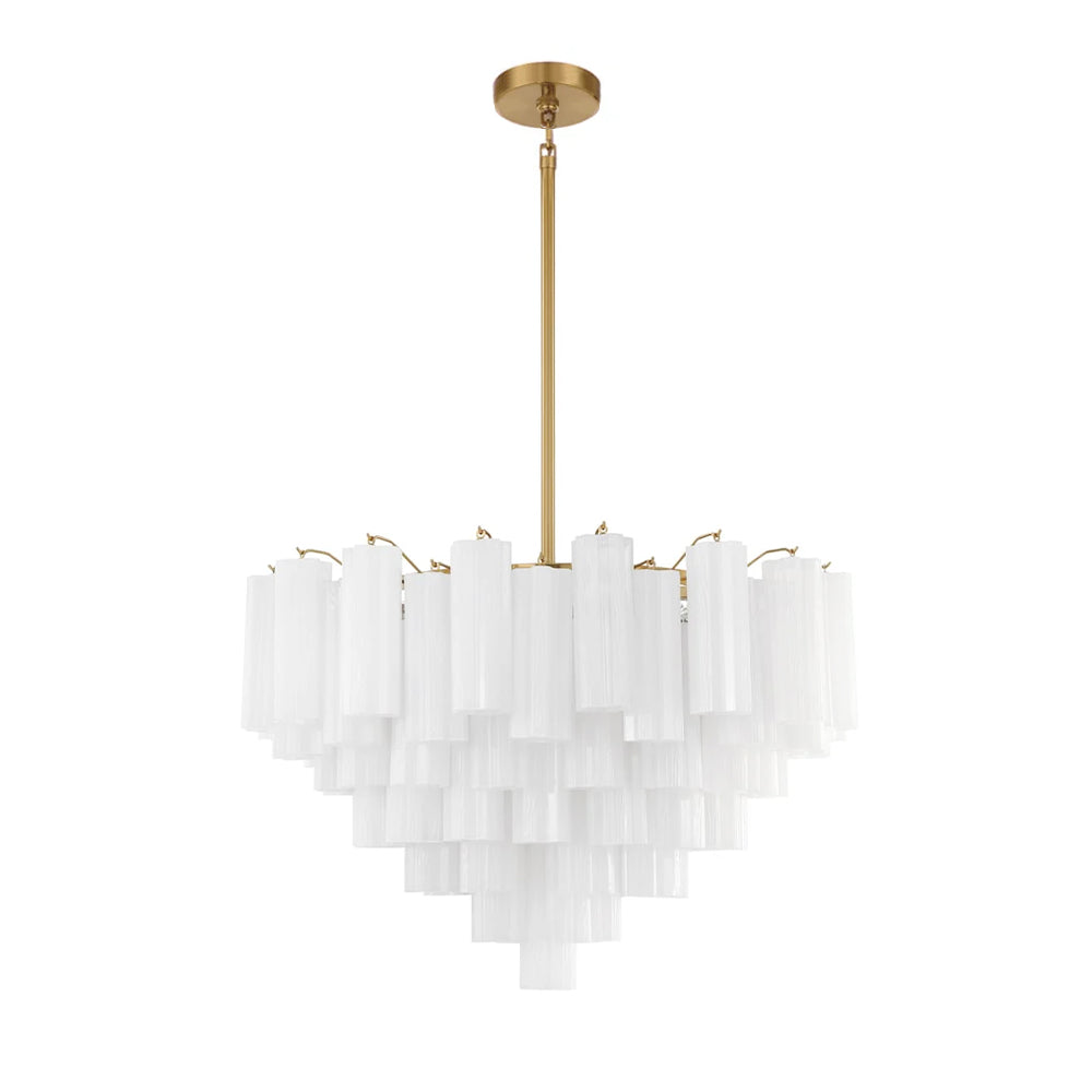 Lustra Chandelier en Tube de Verre Superposé Ambre