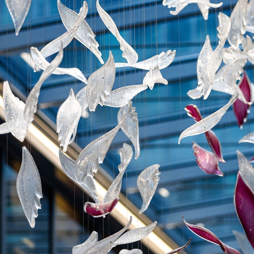 Zathaara Glass Feather Shape Chandelier - Blowlighting