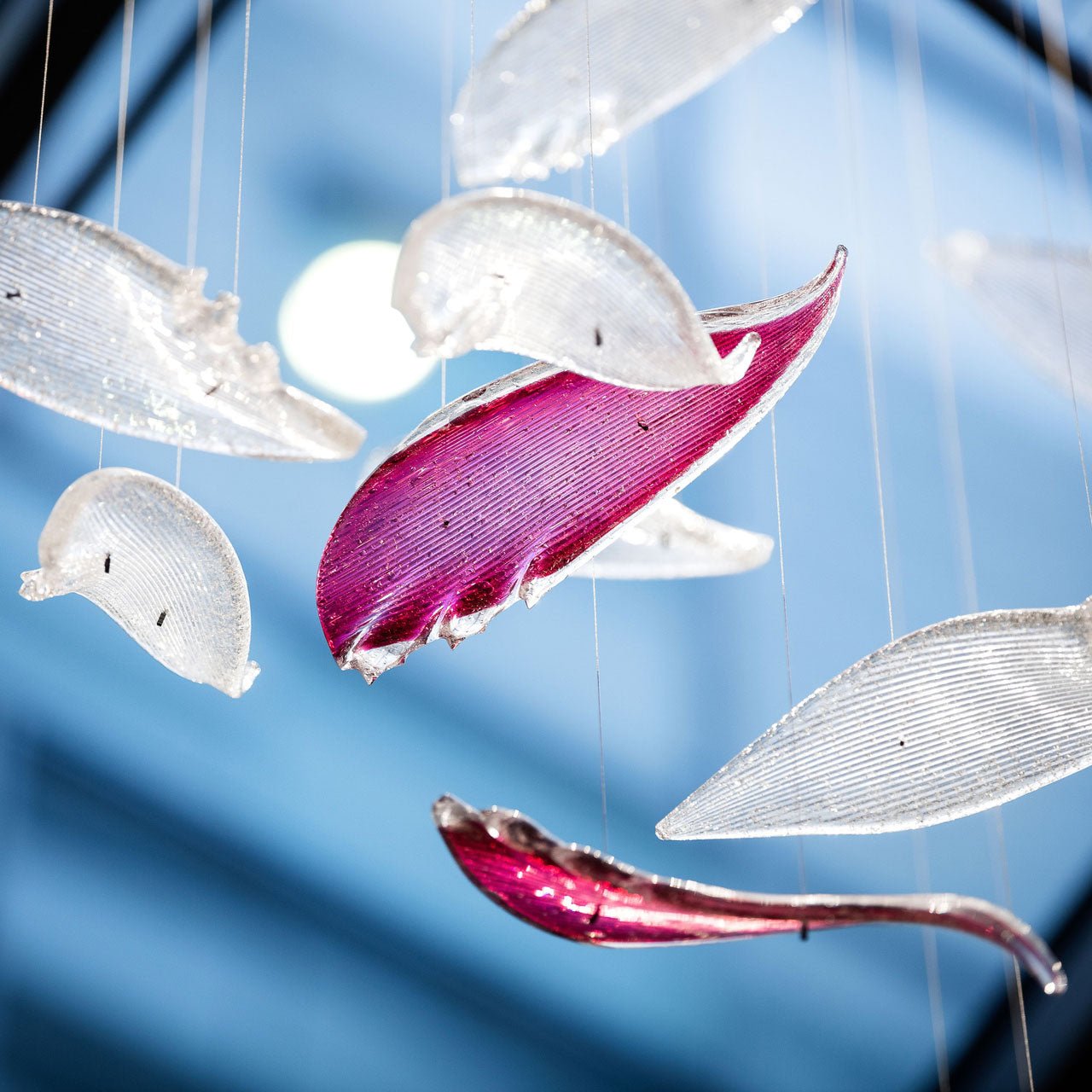 Zathaara Glass Feather Shape Chandelier - Blowlighting
