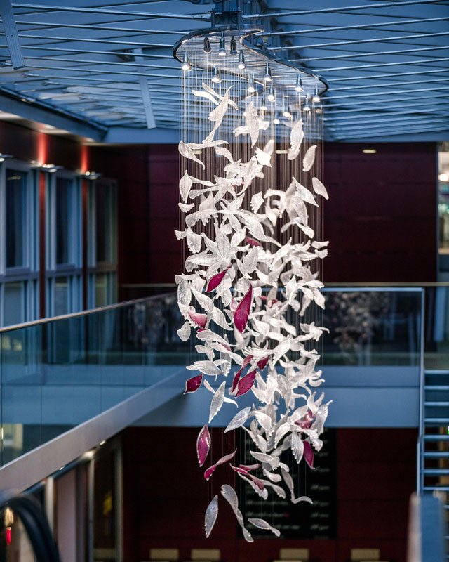 Zathaara Glass Feather Shape Chandelier - Blowlighting