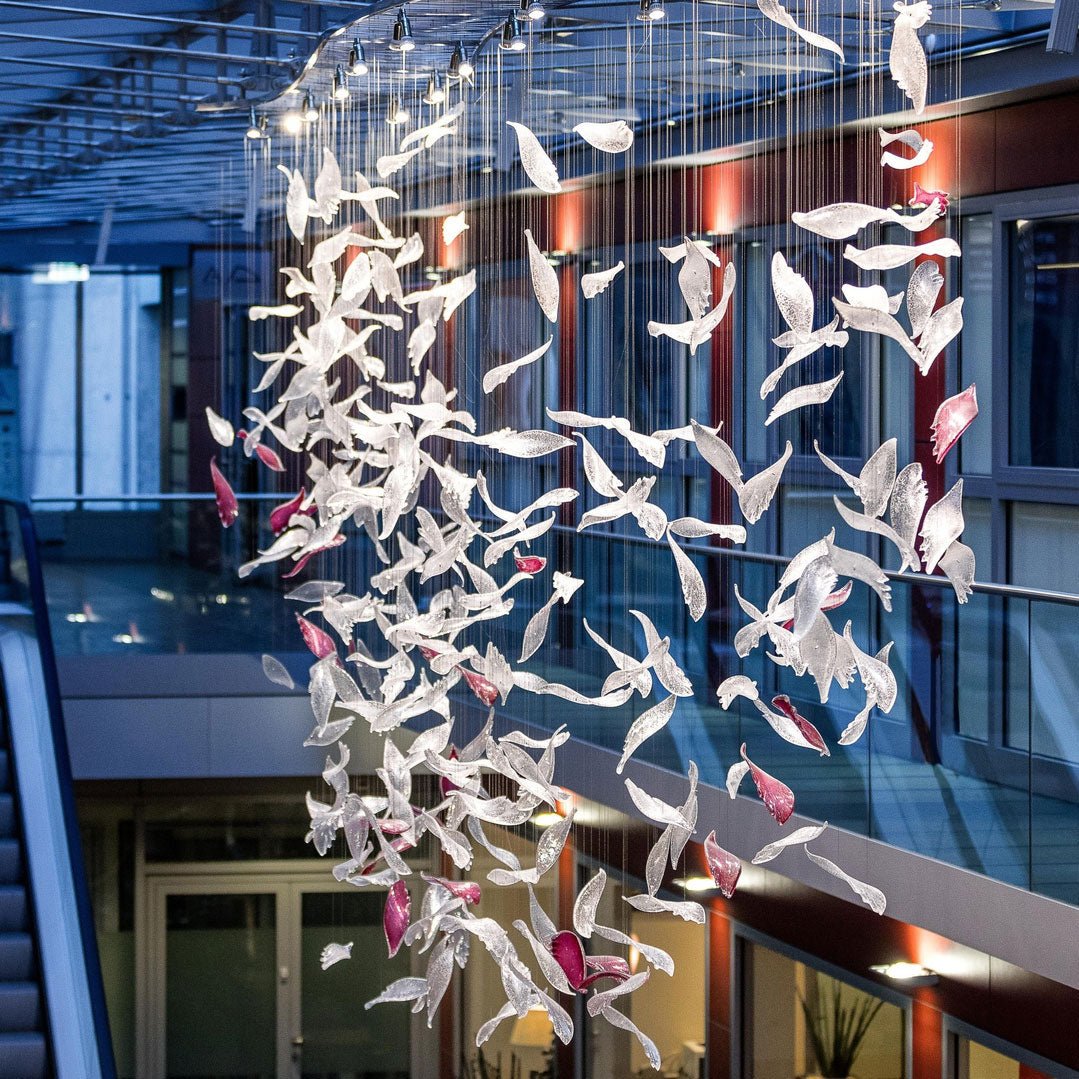 Zathaara Glass Feather Shape Chandelier - Blowlighting