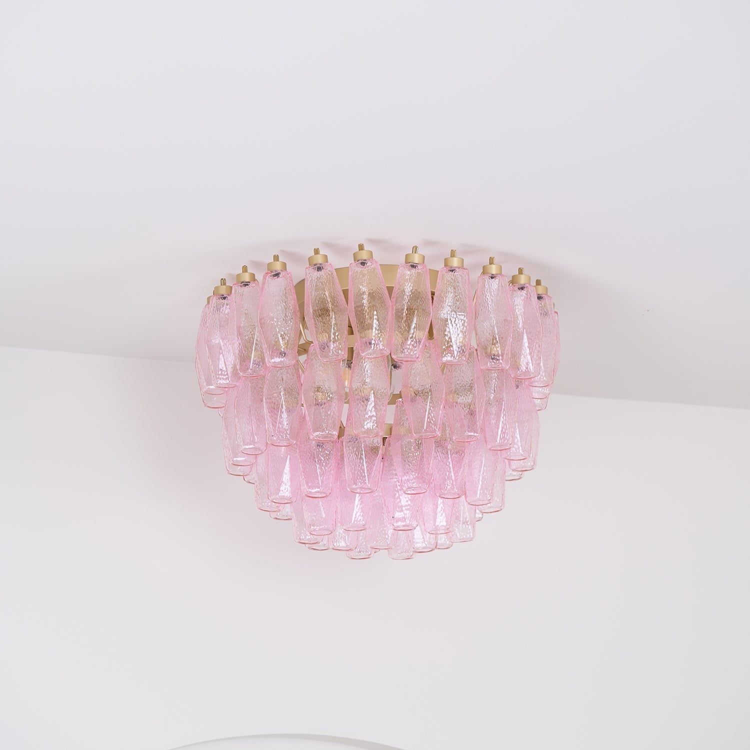 Aurora Ceiling Lamp Poliedri Pink Murano Glass Layered Flush Mount - Letslighting