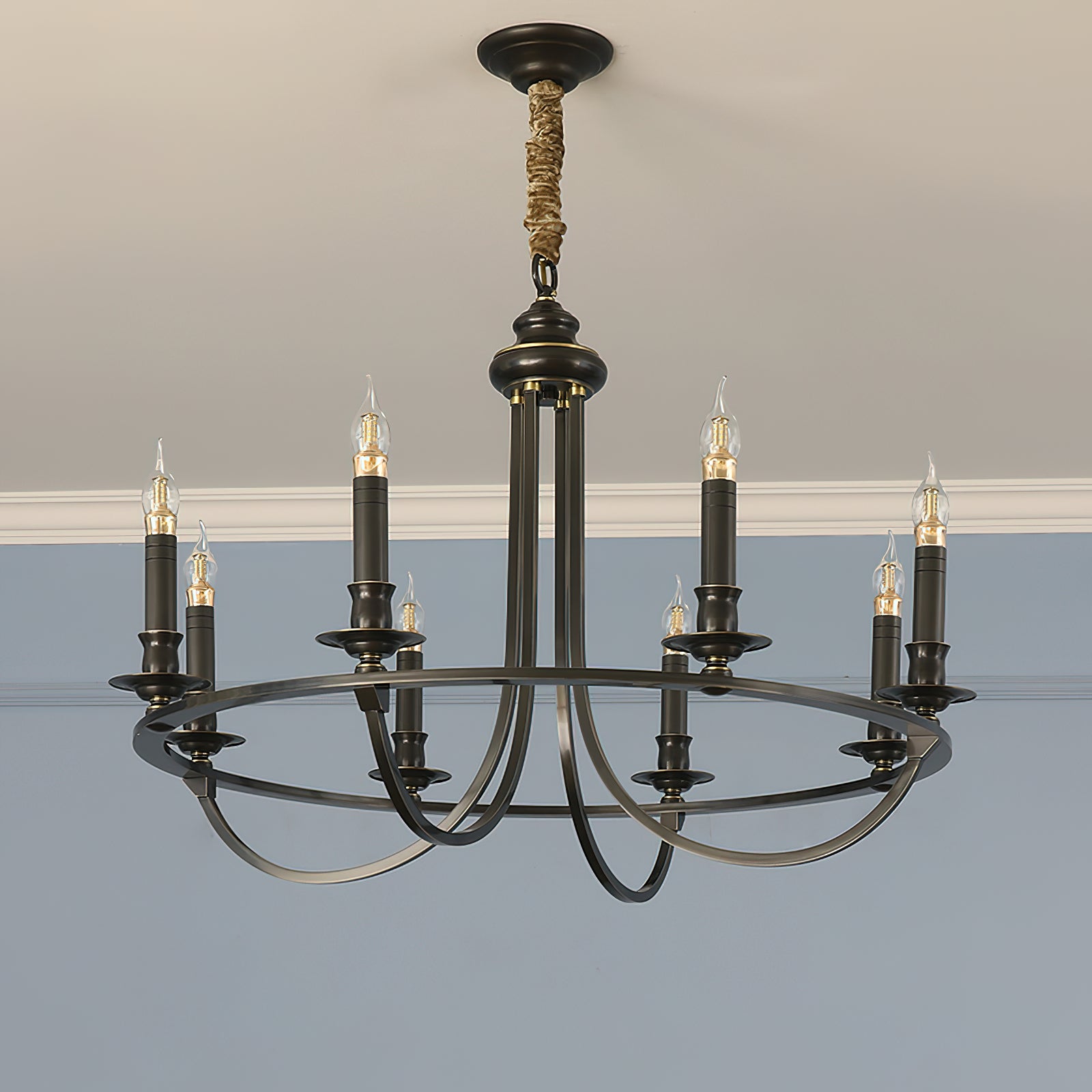 Plume Vintage Elegance Brass Fabric Chandelier - Lamp Copper