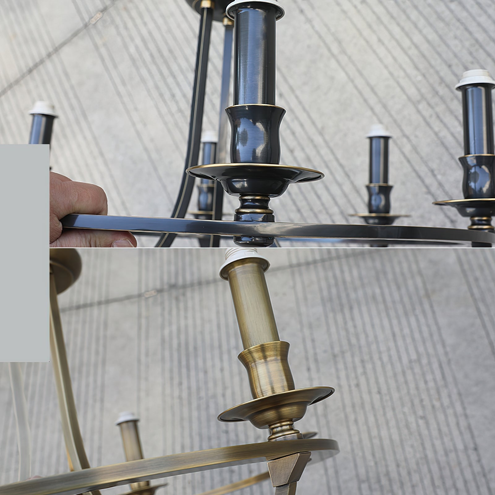 Plume Vintage Elegance Brass Fabric Chandelier - Lamp Copper