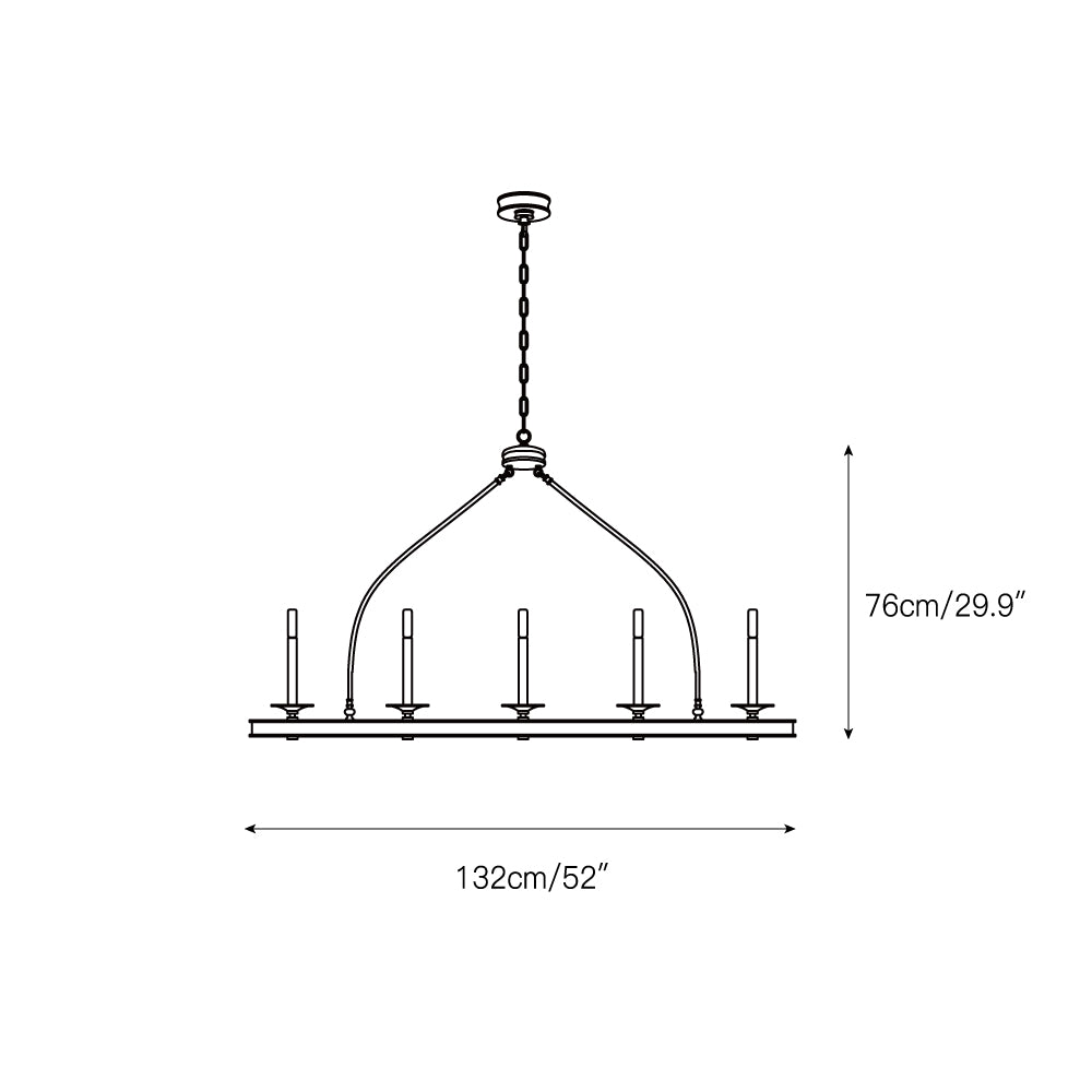 Ripple Modern Minimalist Classic Linear Brass Metal Chandelier - Lamp Copper