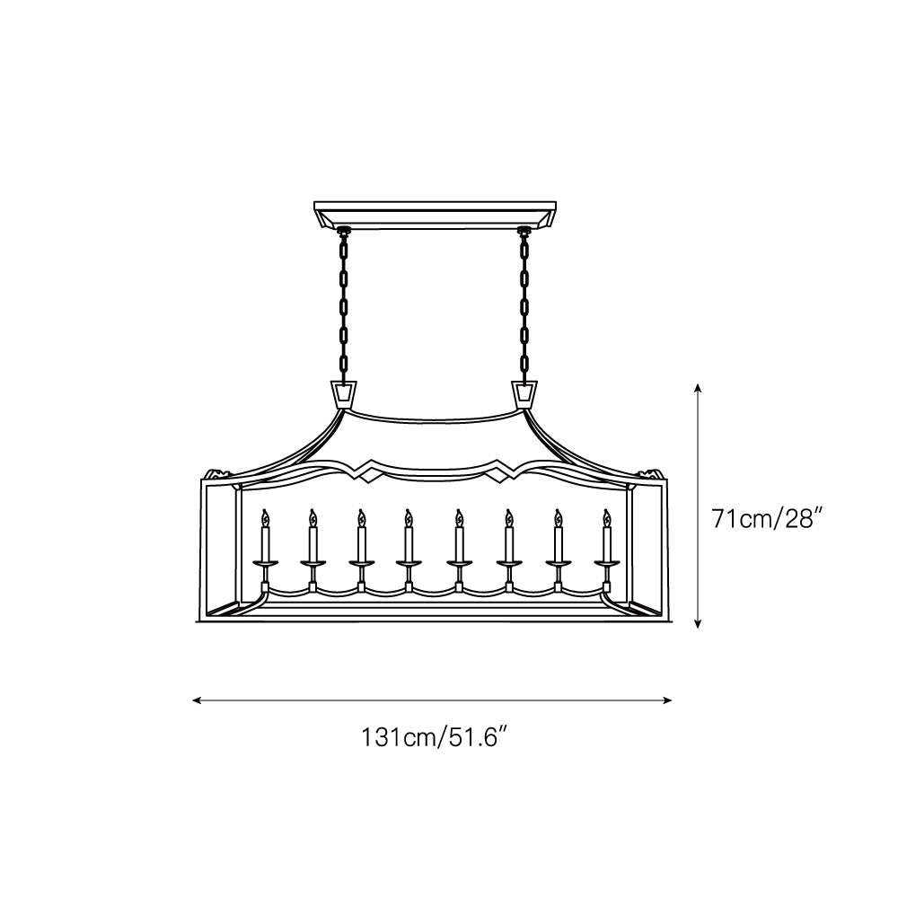 Ripple Modern Minimalist Classic Linear Brass Metal Chandelier - Lamp Copper