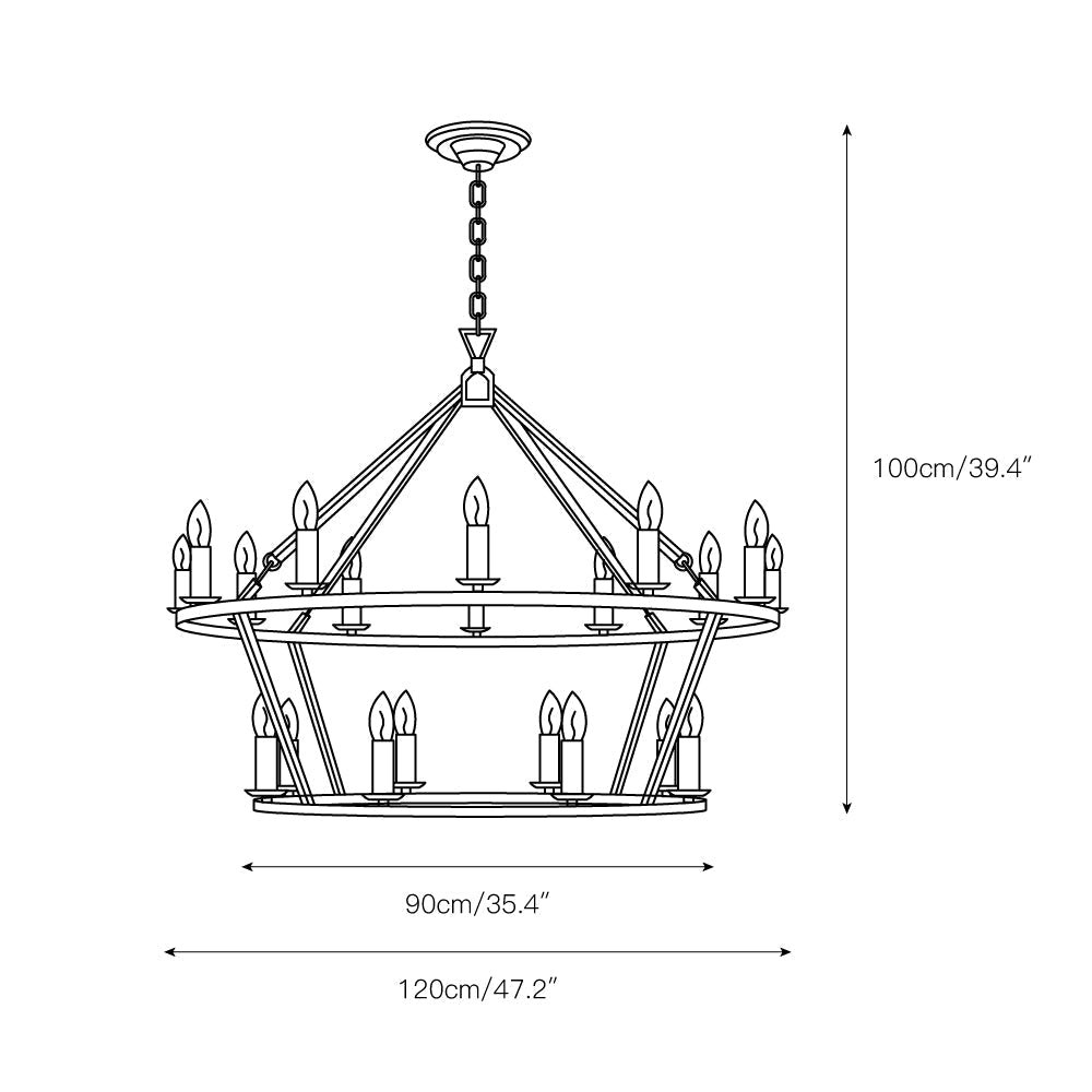 Spark Two-Tiered Ring Metal Plastic Chandelier - Lamp Copper
