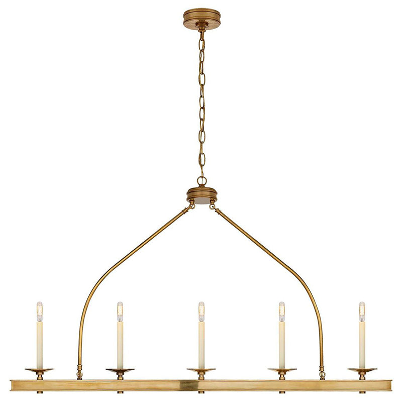 Ripple Modern Minimalist Classic Linear Brass Metal Chandelier - Lamp Copper