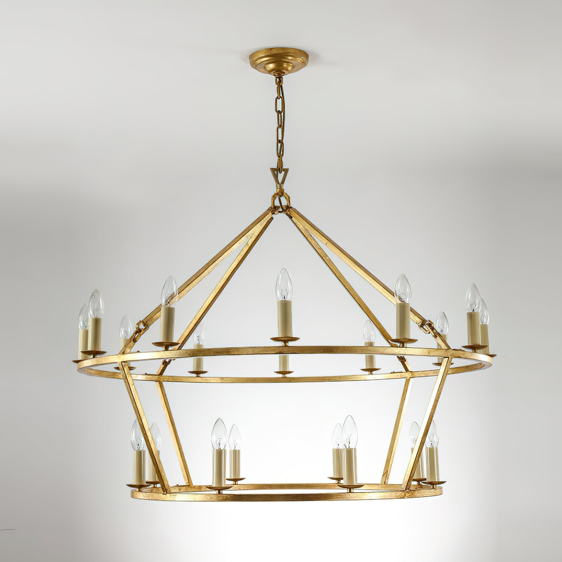 Spark Two-Tiered Ring Metal Plastic Chandelier - Lamp Copper