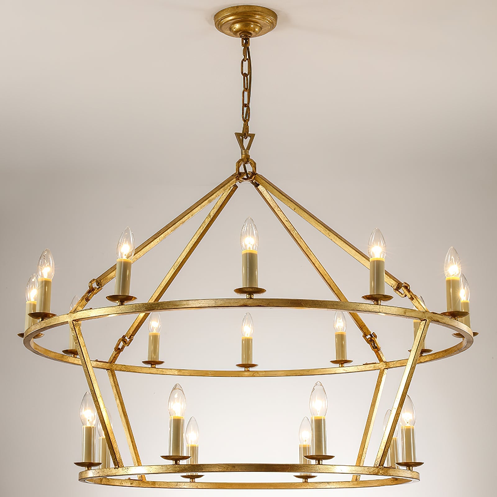 Spark Two-Tiered Ring Metal Plastic Chandelier - Lamp Copper