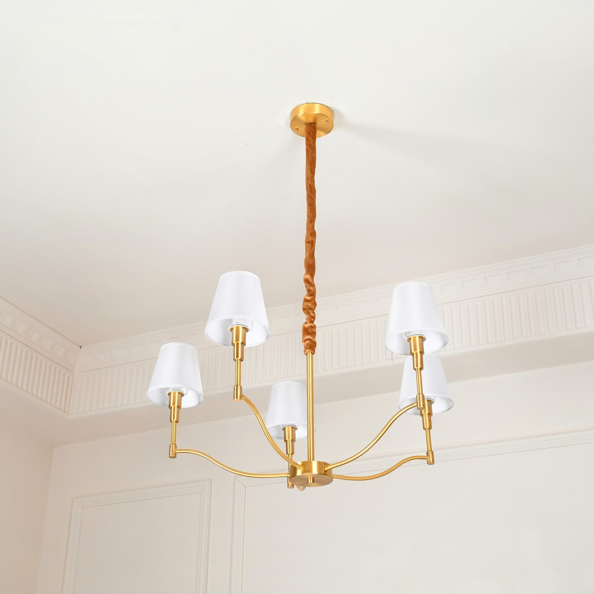 Unfold Vintage Traditional Brass Fabric Metal Chandelier - Lamp Copper