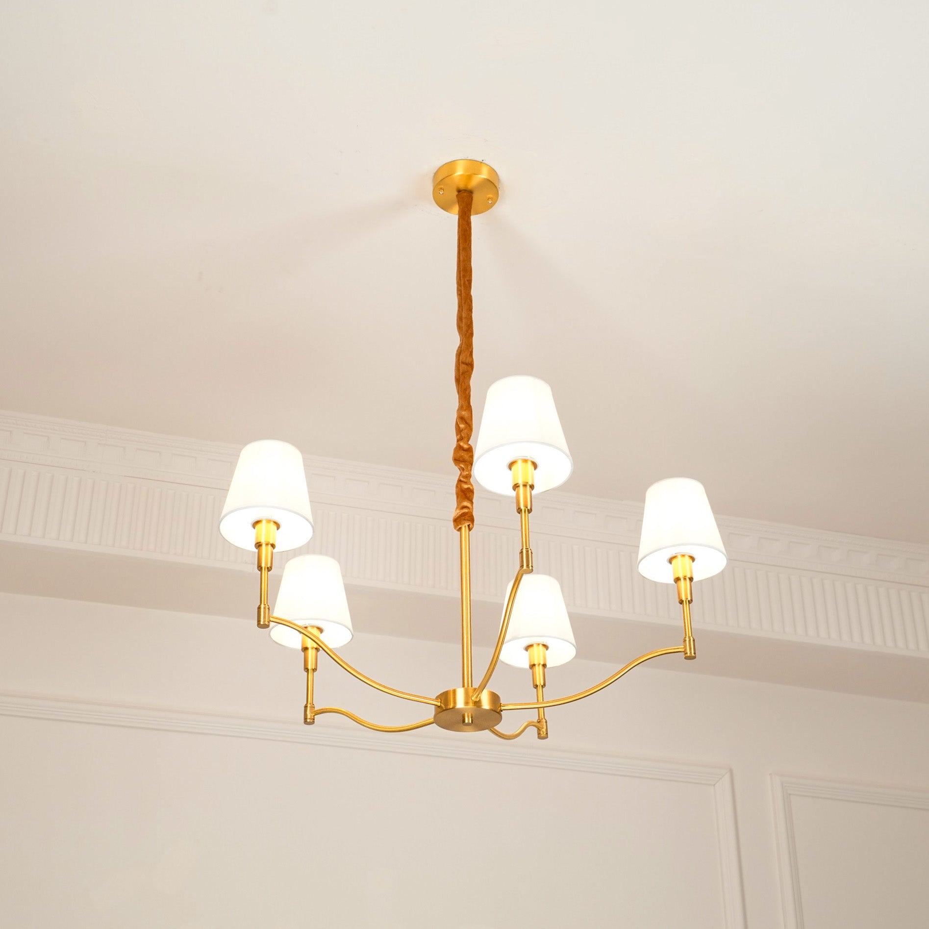 Unfold Vintage Traditional Brass Fabric Metal Chandelier - Lamp Copper