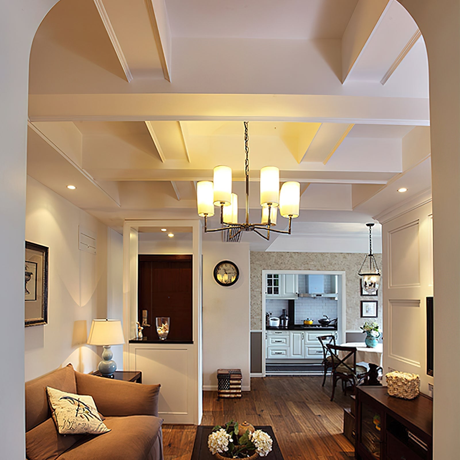 Unfold Vintage Traditional Brass Fabric Metal Chandelier - Lamp Copper