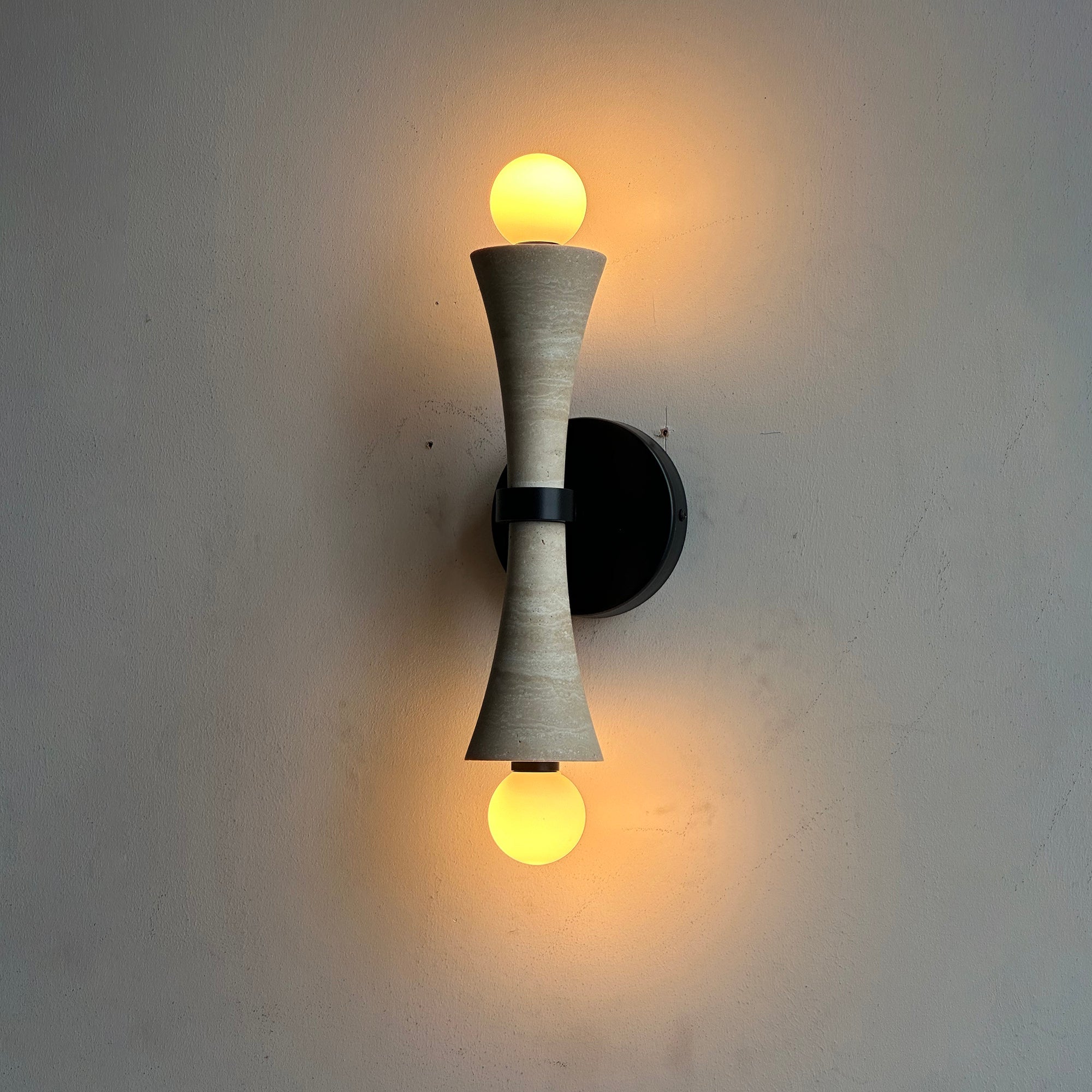 Aura Modern Minimalist Travertine Glass Wall Lamp - Lamp Copper