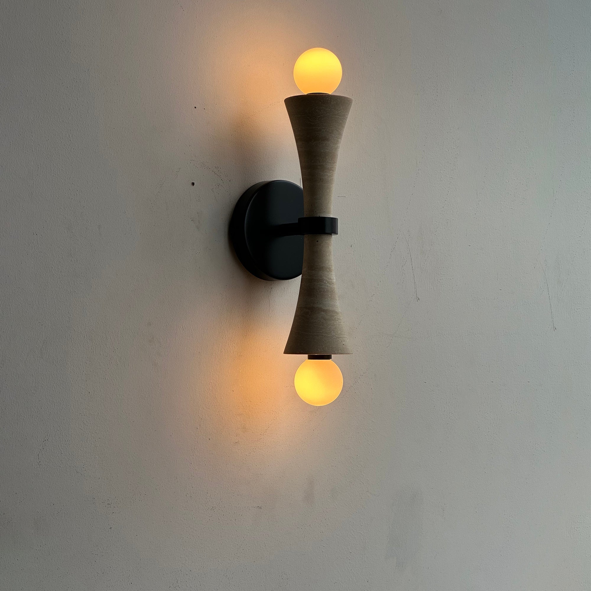 Aura Modern Minimalist Travertine Glass Wall Lamp - Lamp Copper