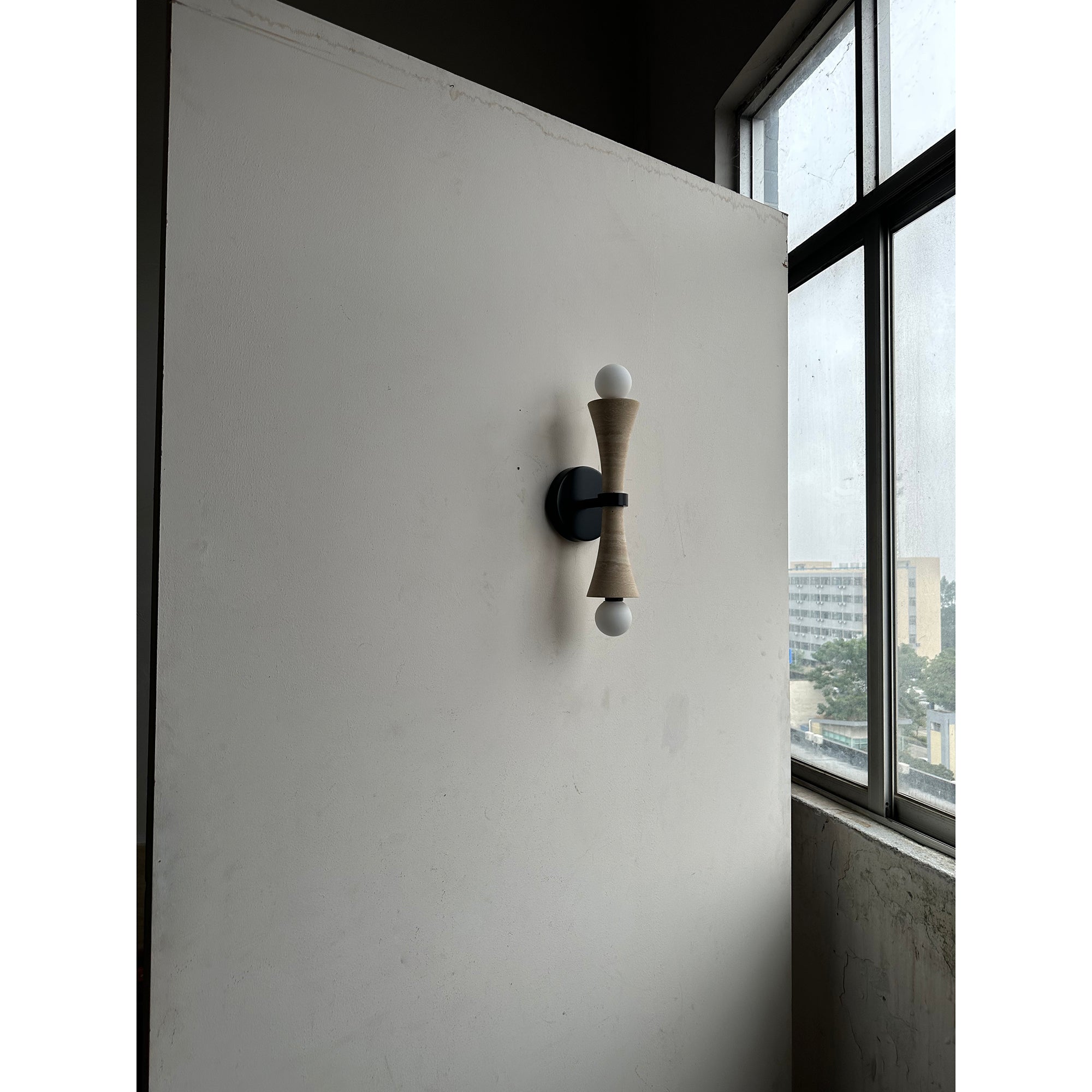 Aura Modern Minimalist Travertine Glass Wall Lamp - Lamp Copper