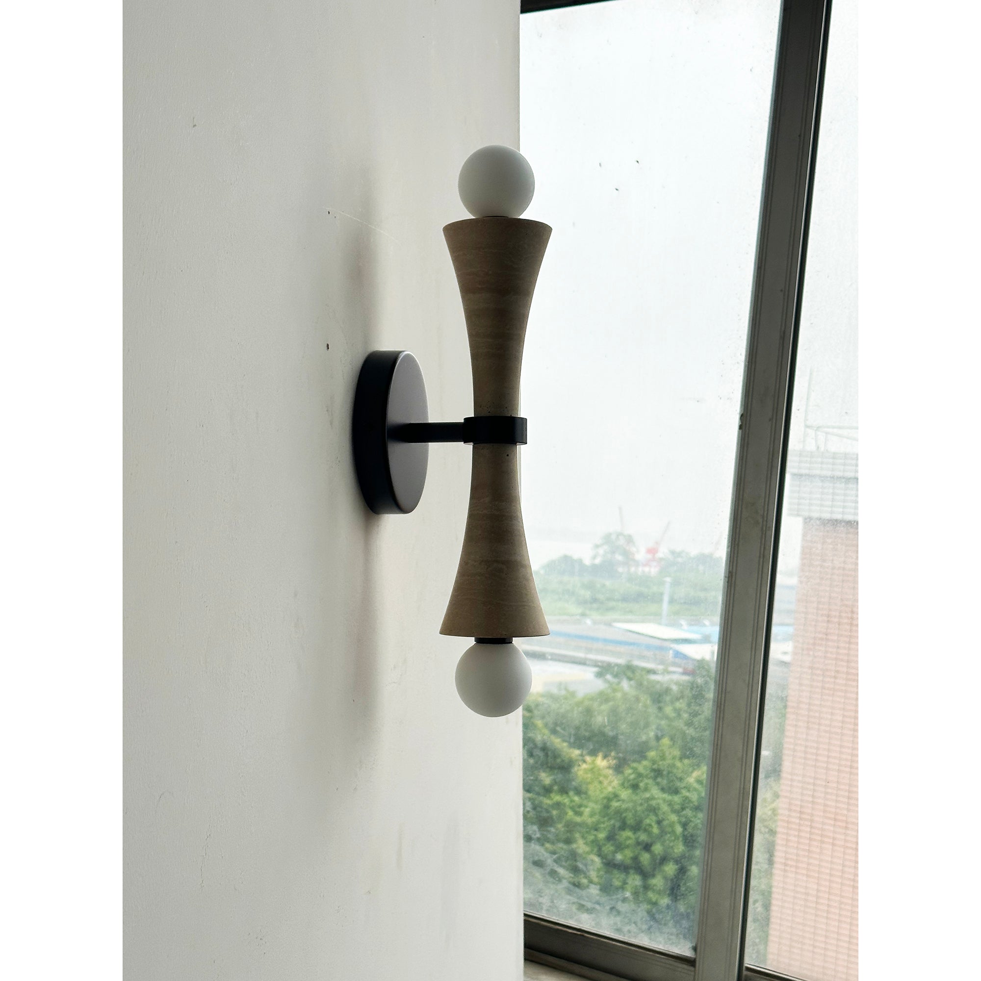 Aura Modern Minimalist Travertine Glass Wall Lamp - Lamp Copper