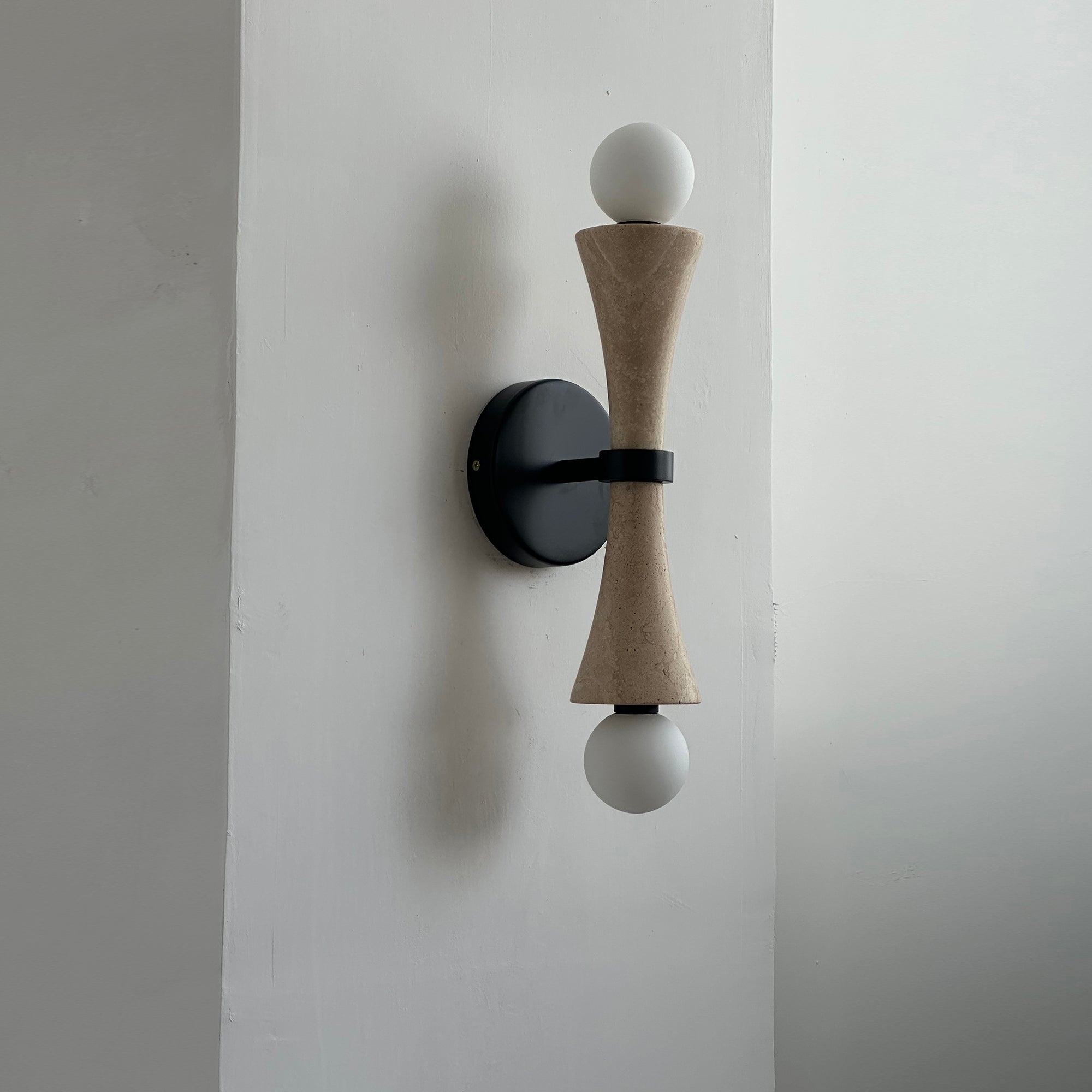Aura Modern Minimalist Travertine Glass Wall Lamp - Lamp Copper