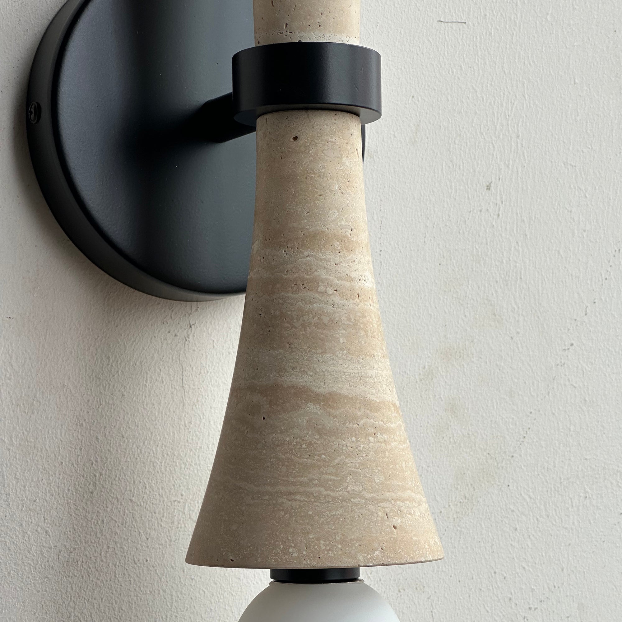 Aura Modern Minimalist Travertine Glass Wall Lamp - Lamp Copper