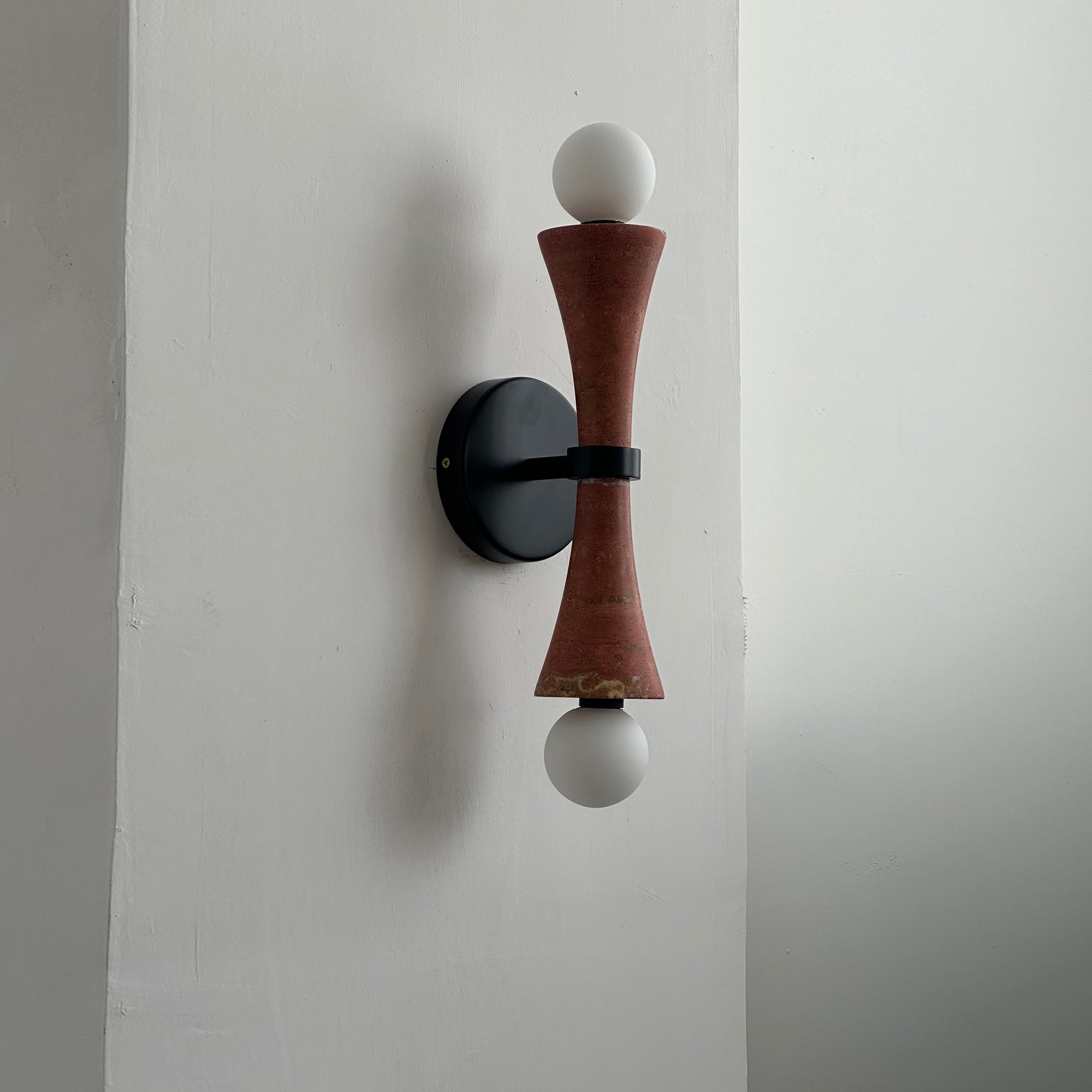 Aura Modern Minimalist Travertine Glass Wall Lamp - Lamp Copper