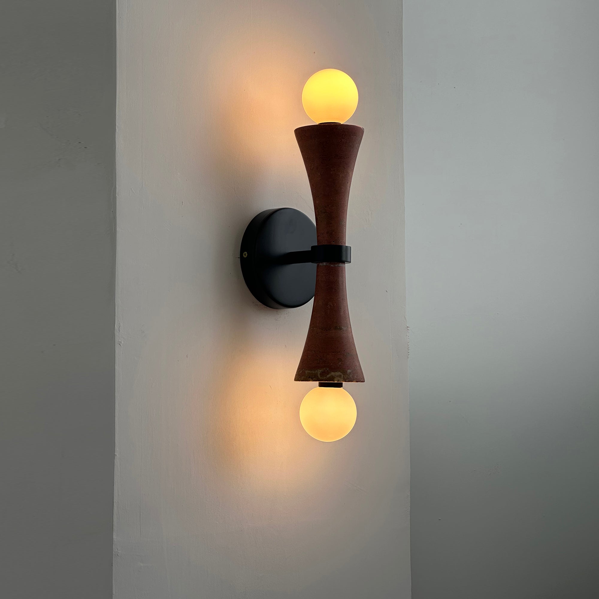 Aura Modern Minimalist Travertine Glass Wall Lamp - Lamp Copper