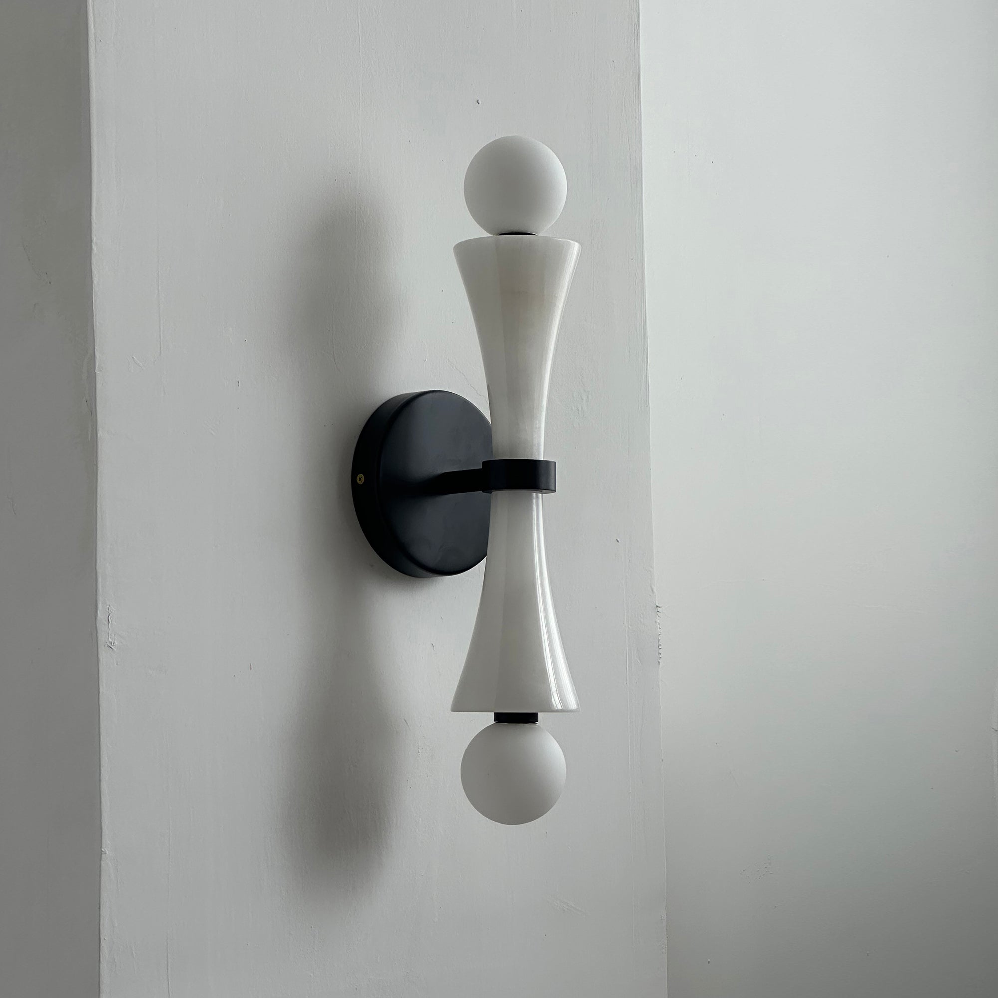Aura Modern Minimalist Travertine Glass Wall Lamp - Lamp Copper