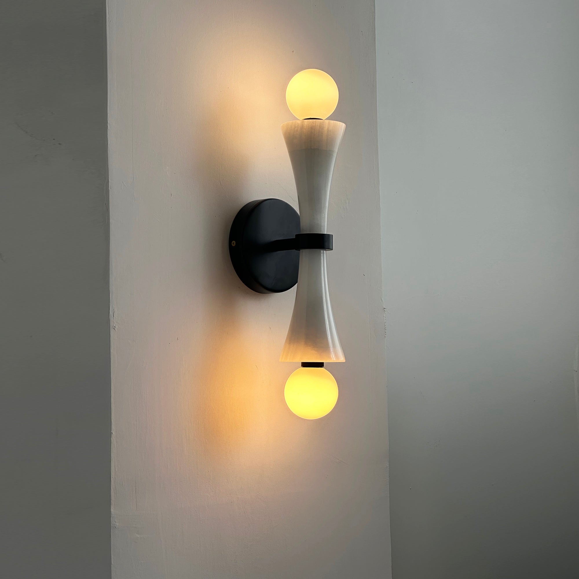 Aura Modern Minimalist Travertine Glass Wall Lamp - Lamp Copper