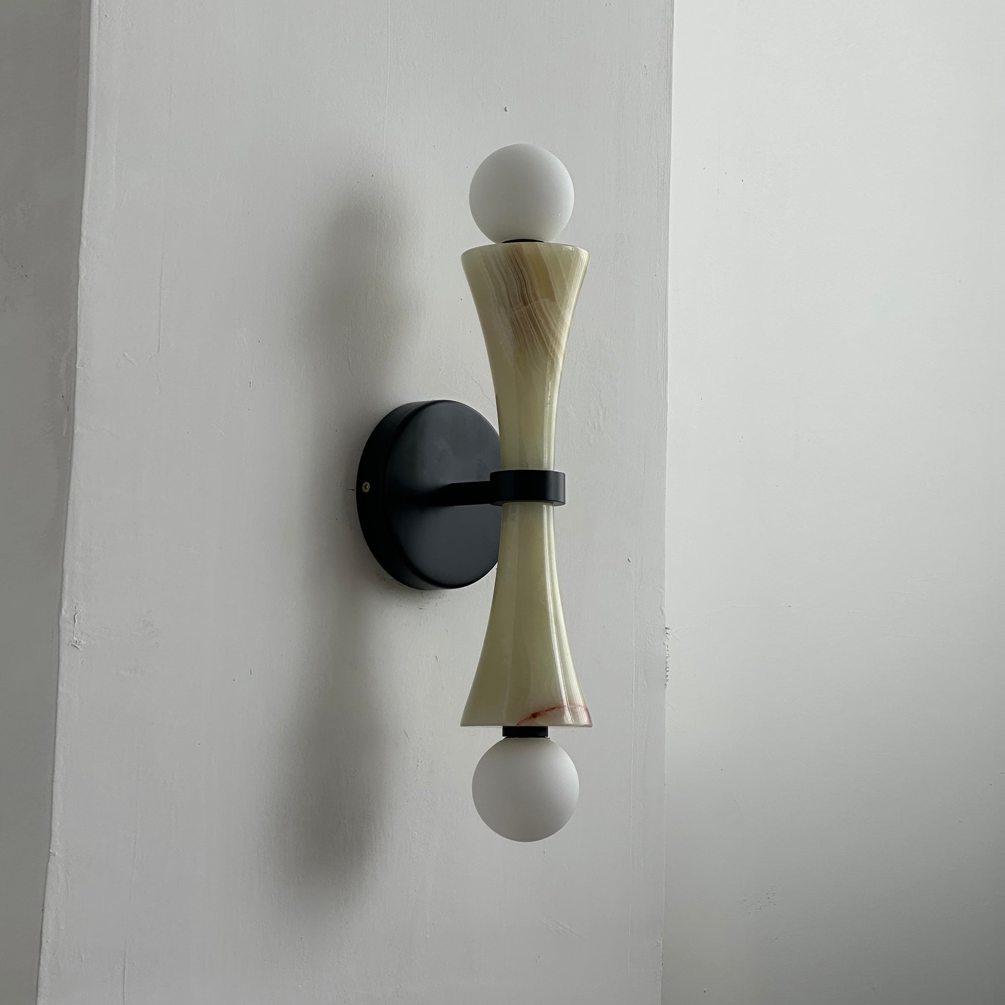 Aura Modern Minimalist Travertine Glass Wall Lamp - Lamp Copper