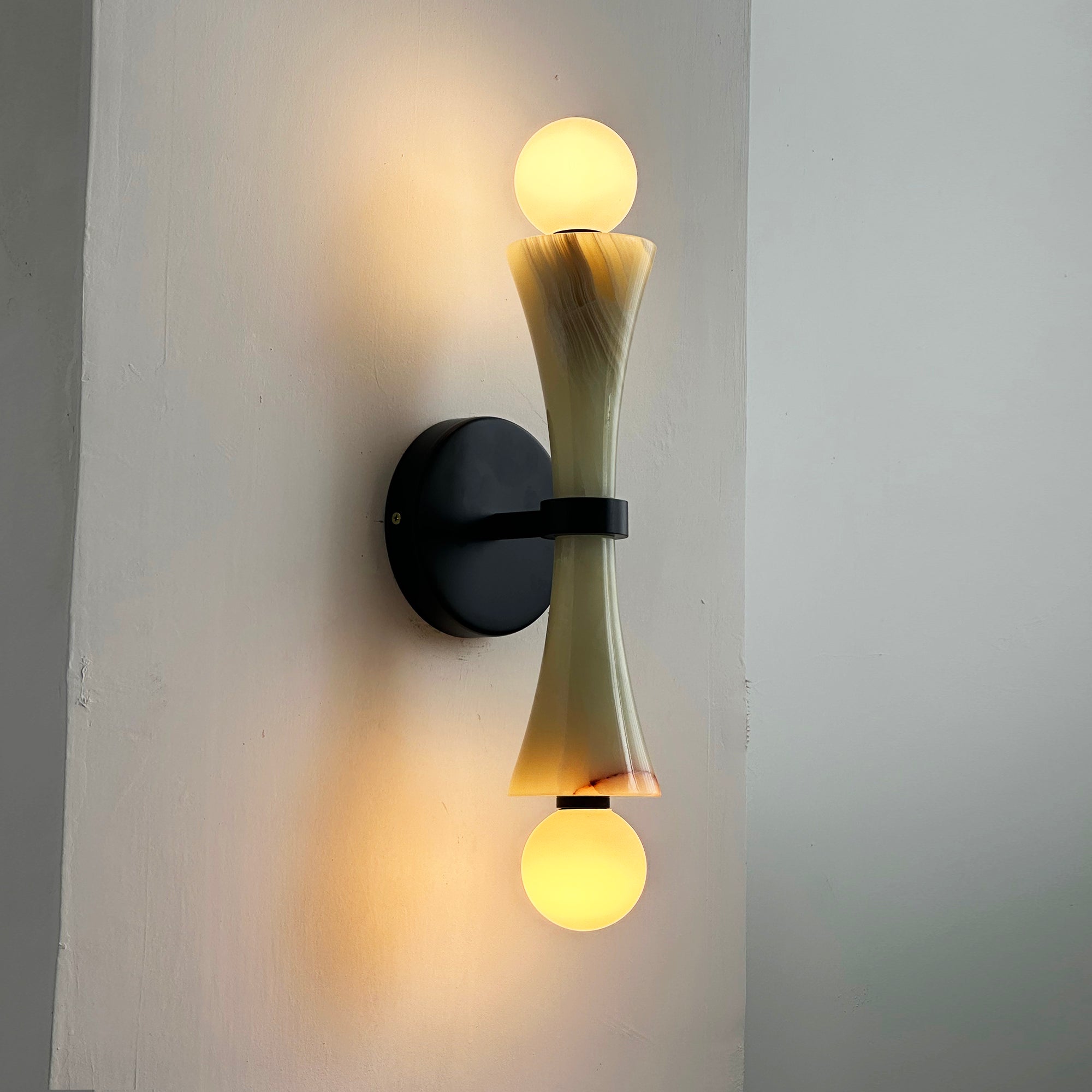 Aura Modern Minimalist Travertine Glass Wall Lamp - Lamp Copper