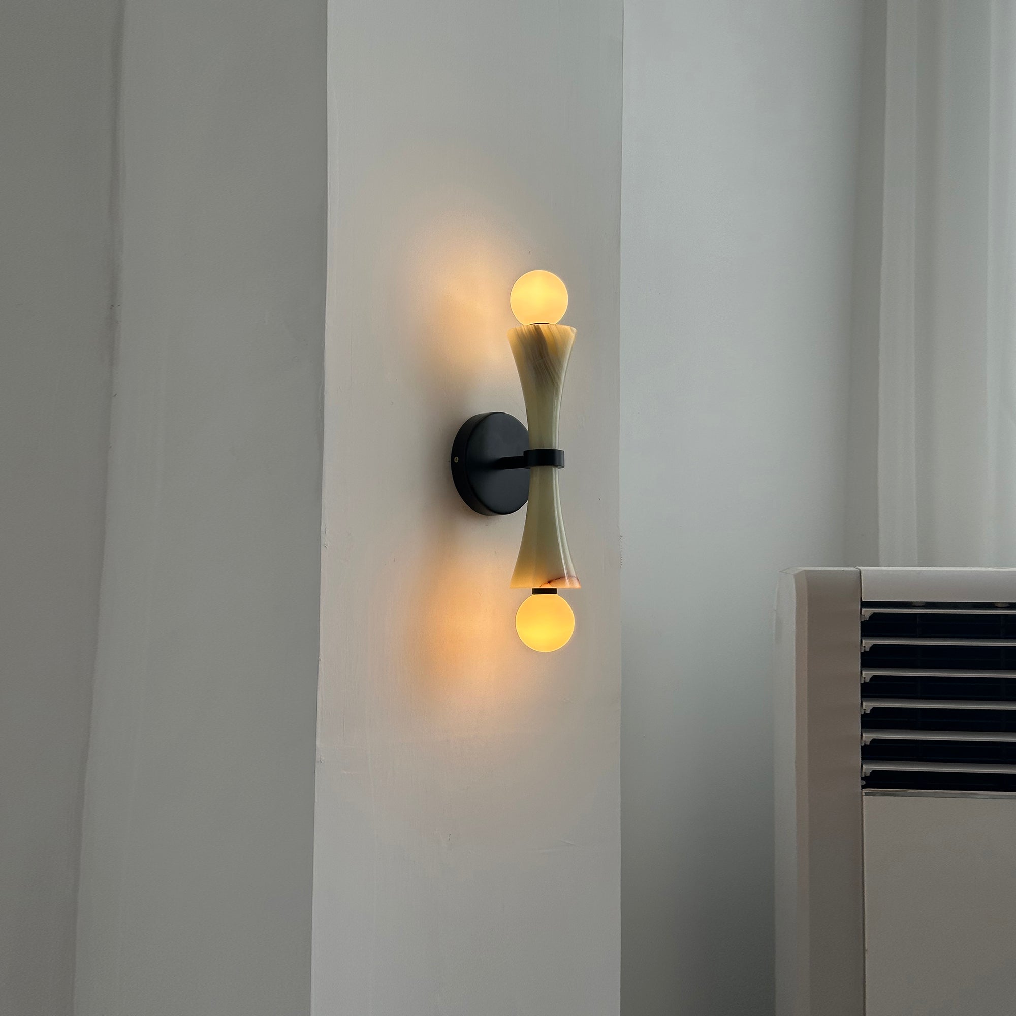 Aura Modern Minimalist Travertine Glass Wall Lamp - Lamp Copper