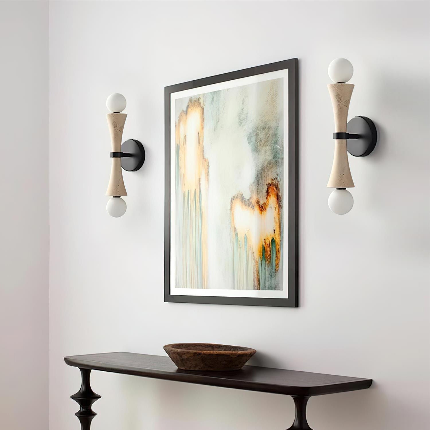 Aura Modern Minimalist Travertine Glass Wall Lamp - Lamp Copper