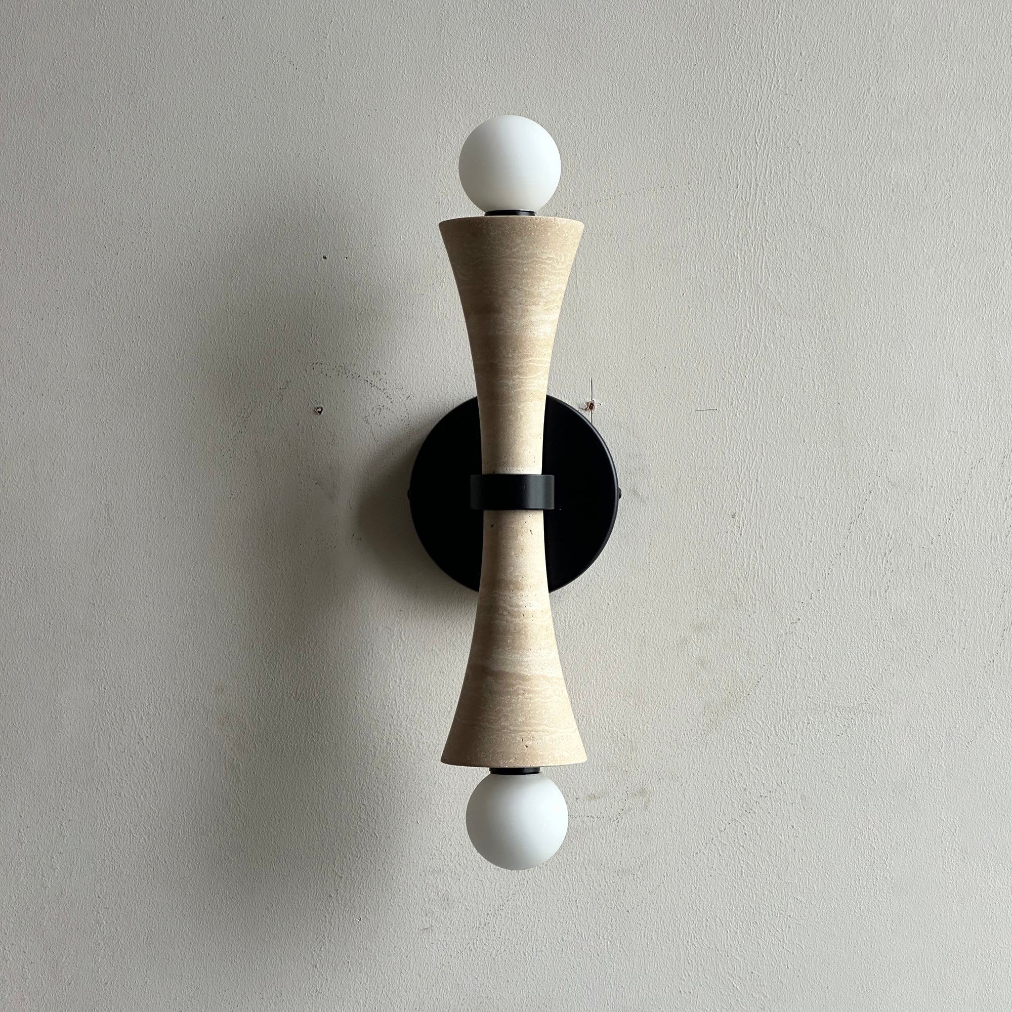 Aura Modern Minimalist Travertine Glass Wall Lamp - Lamp Copper