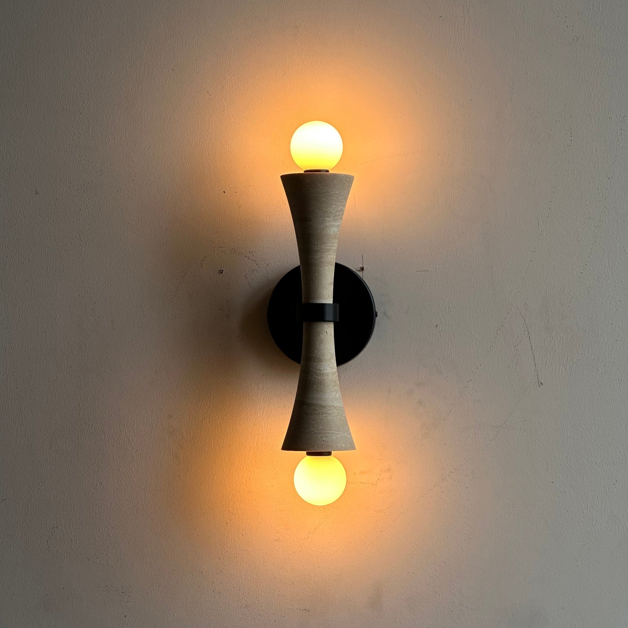 Aura Modern Minimalist Travertine Glass Wall Lamp - Lamp Copper