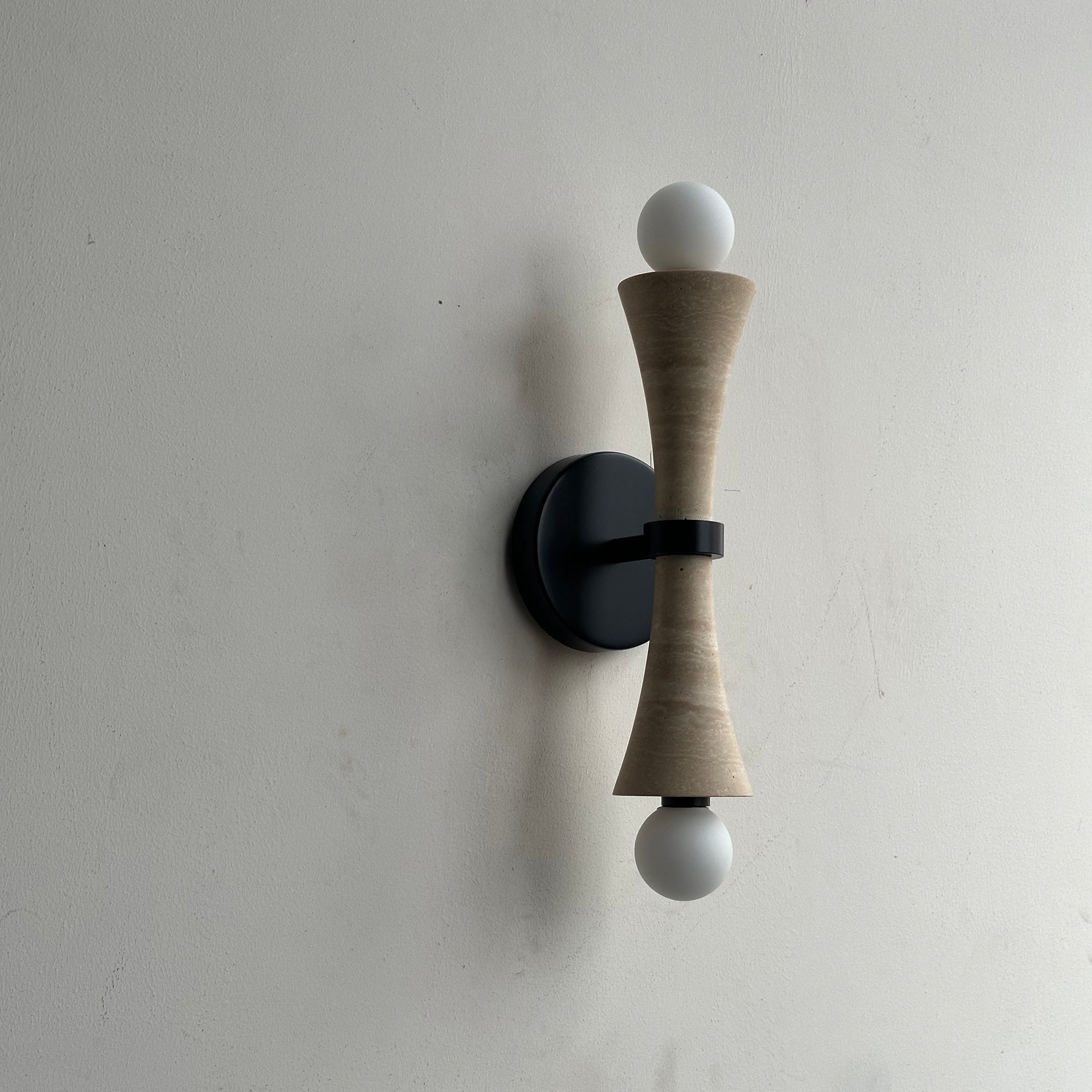 Aura Modern Minimalist Travertine Glass Wall Lamp - Lamp Copper