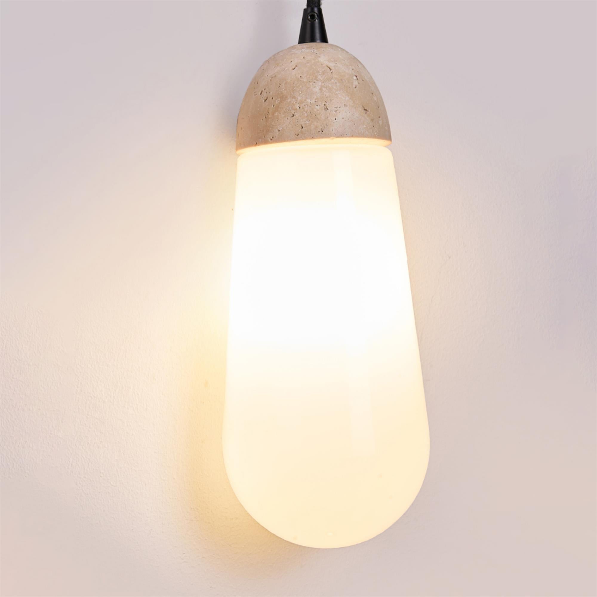 Radiant Modern Minimalist Wood Travertine Wall Lamp - Lamp Copper
