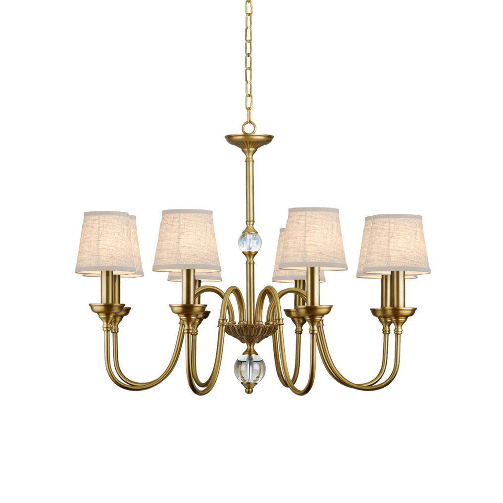 Blur Postmodern Luxury Brass Crystal Fabric Chandelier - Lamp Copper