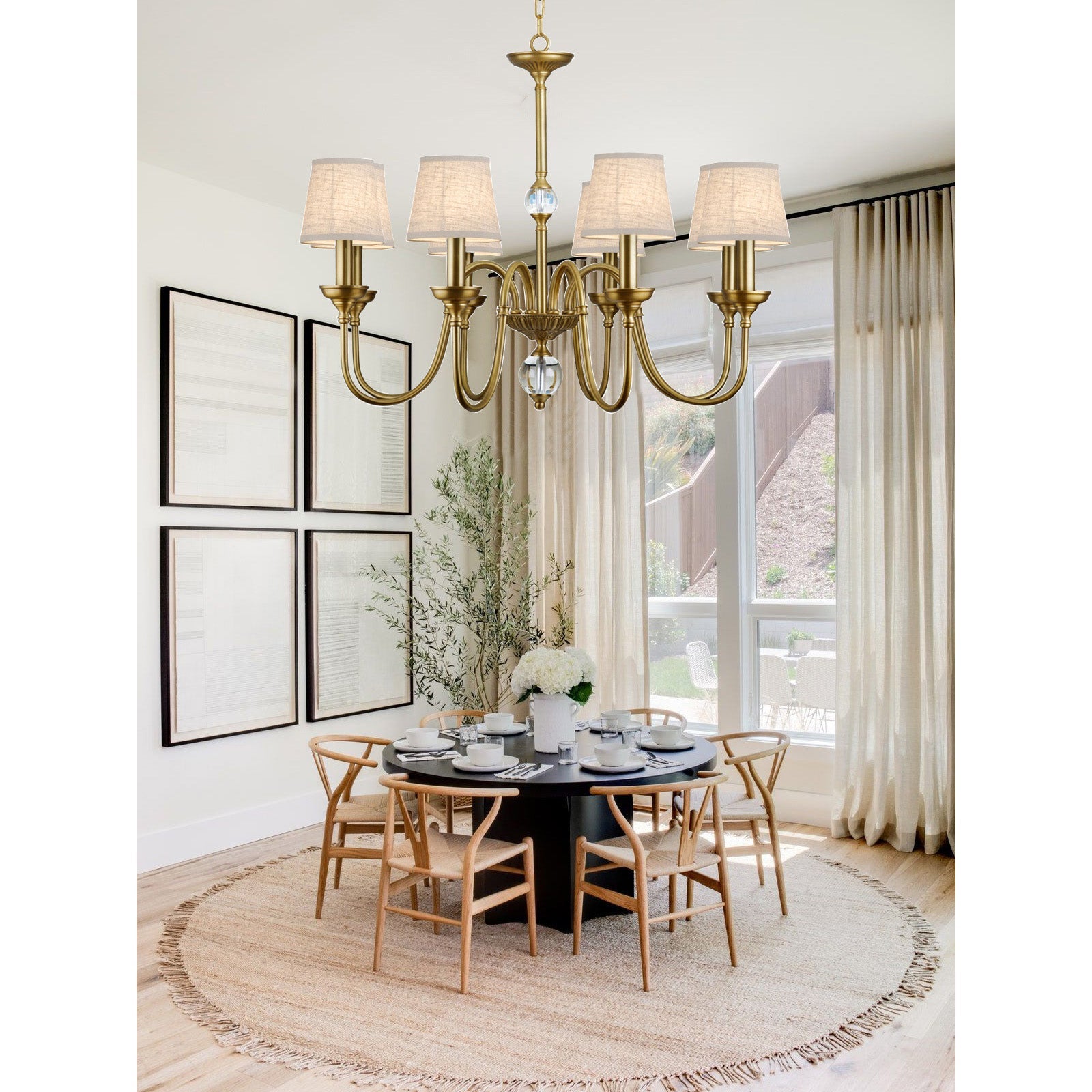 Blur Postmodern Luxury Brass Crystal Fabric Chandelier - Lamp Copper