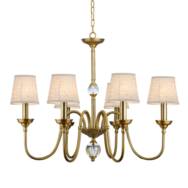 Blur Postmodern Luxury Brass Crystal Fabric Chandelier - Lamp Copper