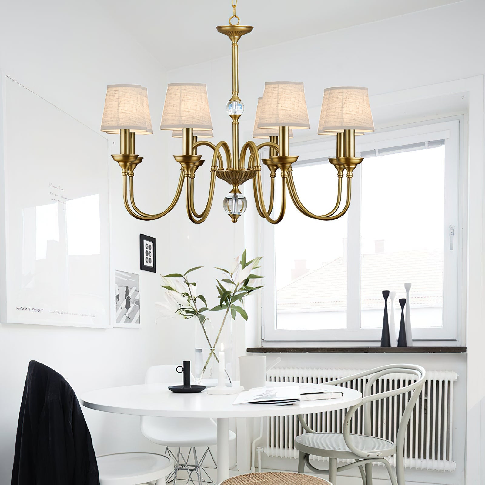 Blur Postmodern Luxury Brass Crystal Fabric Chandelier - Lamp Copper