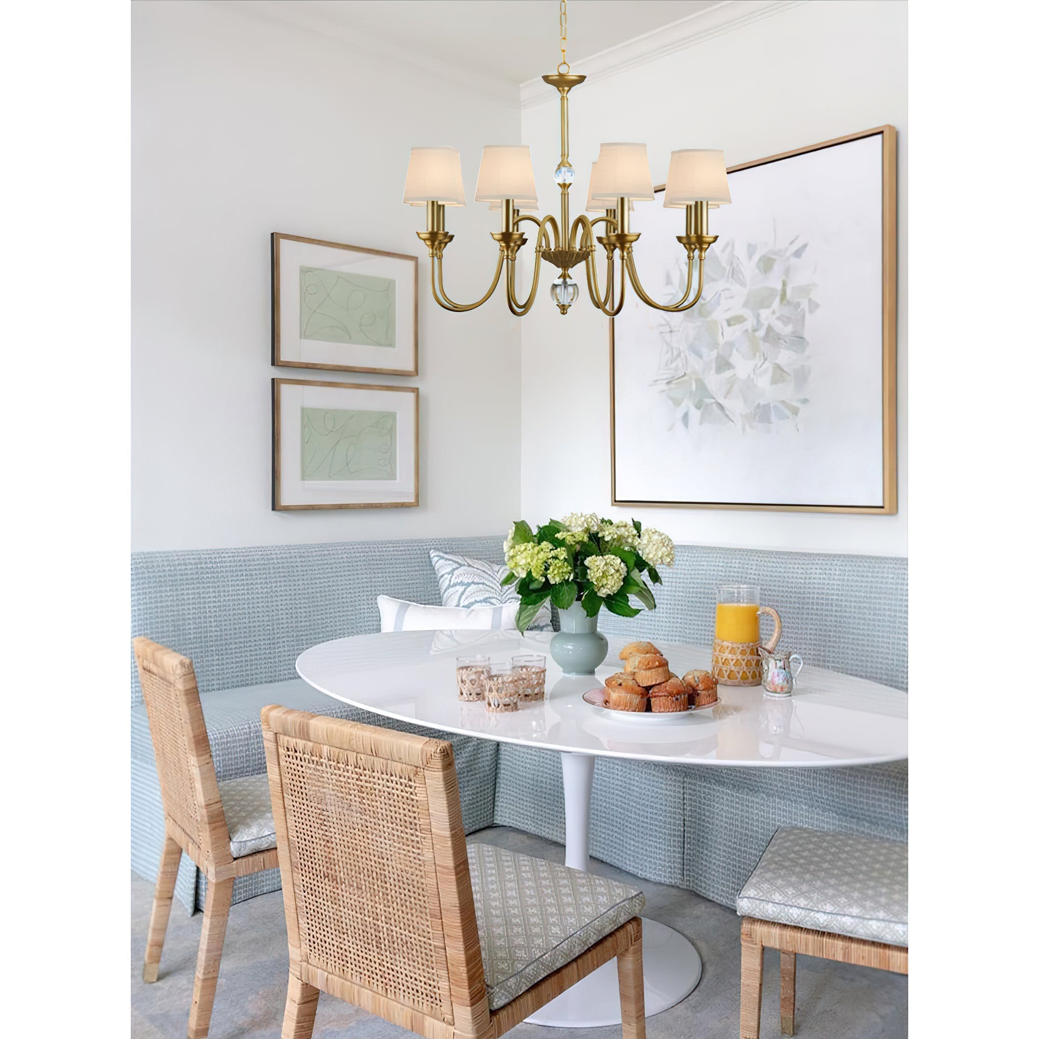 Blur Postmodern Luxury Brass Crystal Fabric Chandelier - Lamp Copper