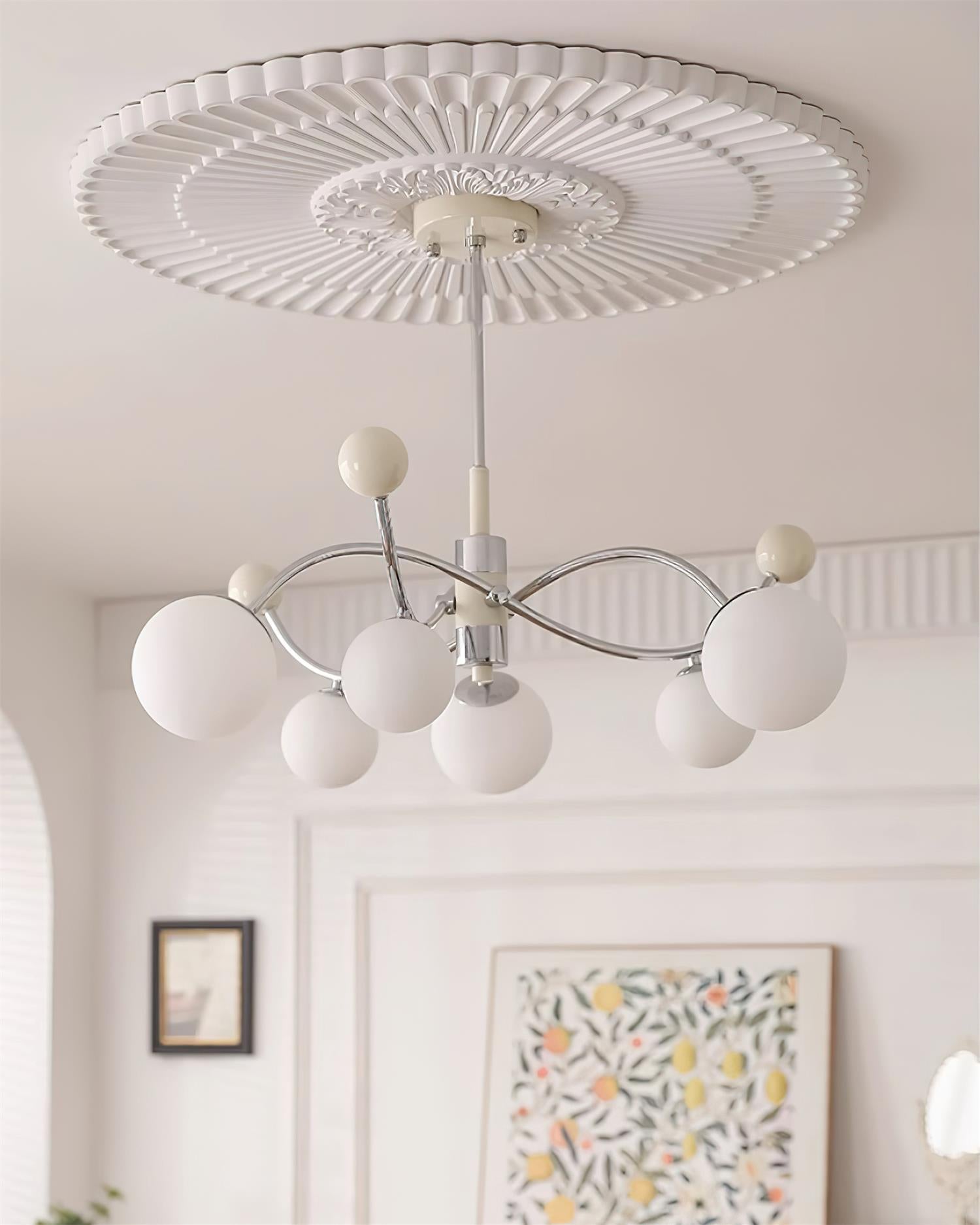 Diana Chandelier Frosted Orb Curves - Letslighting
