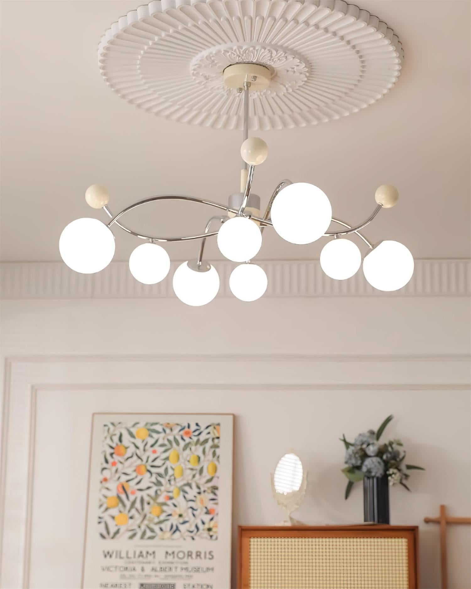 Diana Chandelier Frosted Orb Curves - Letslighting