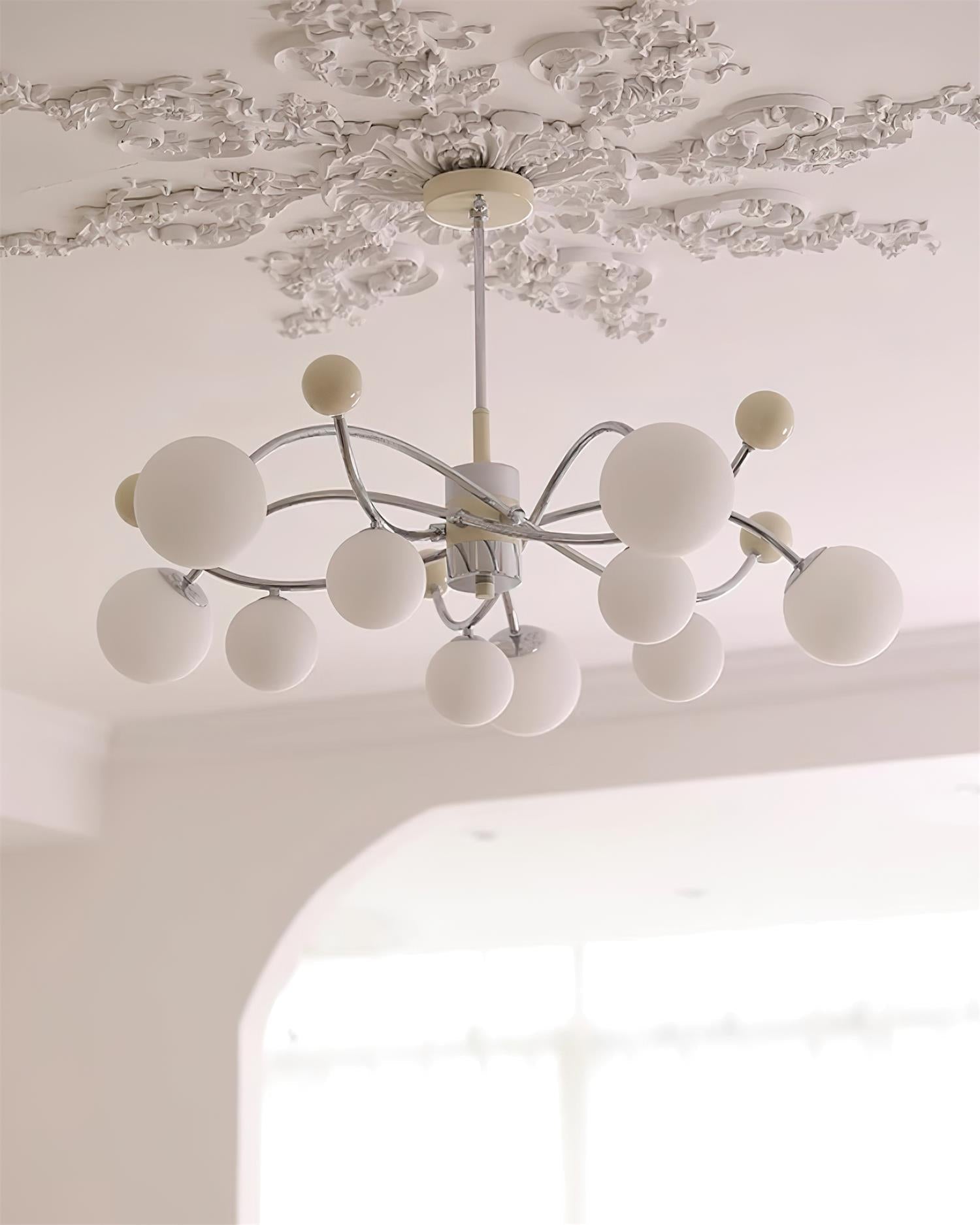 Diana Chandelier Frosted Orb Curves - Letslighting